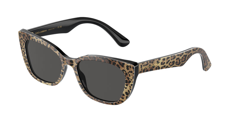 Dolce & Gabbana Kids DX4427 Cat Eye Sunglasses  316387-Leo Brown/Black 49-130-15 - Color Map Black