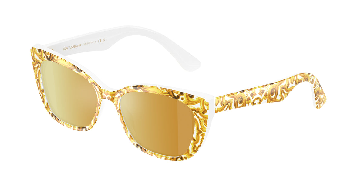 Dolce & Gabbana Kids DX4427 Cat Eye Sunglasses  34347P-Yellow Maiolica 49-130-15 - Color Map Yellow