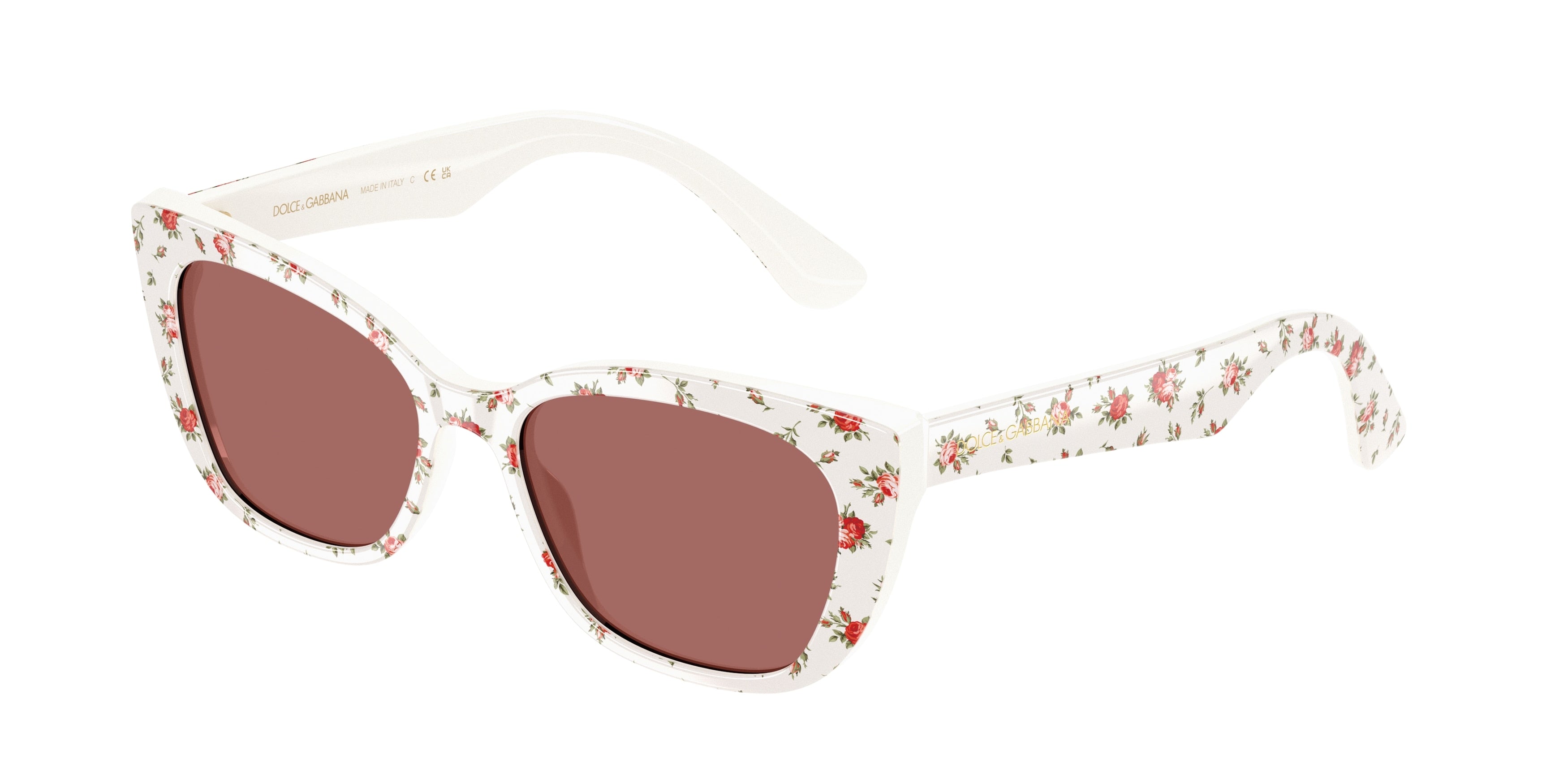 Dolce & Gabbana Kids DX4427 Cat Eye Sunglasses  348769-Print White Roses 49-130-15 - Color Map Multicolor