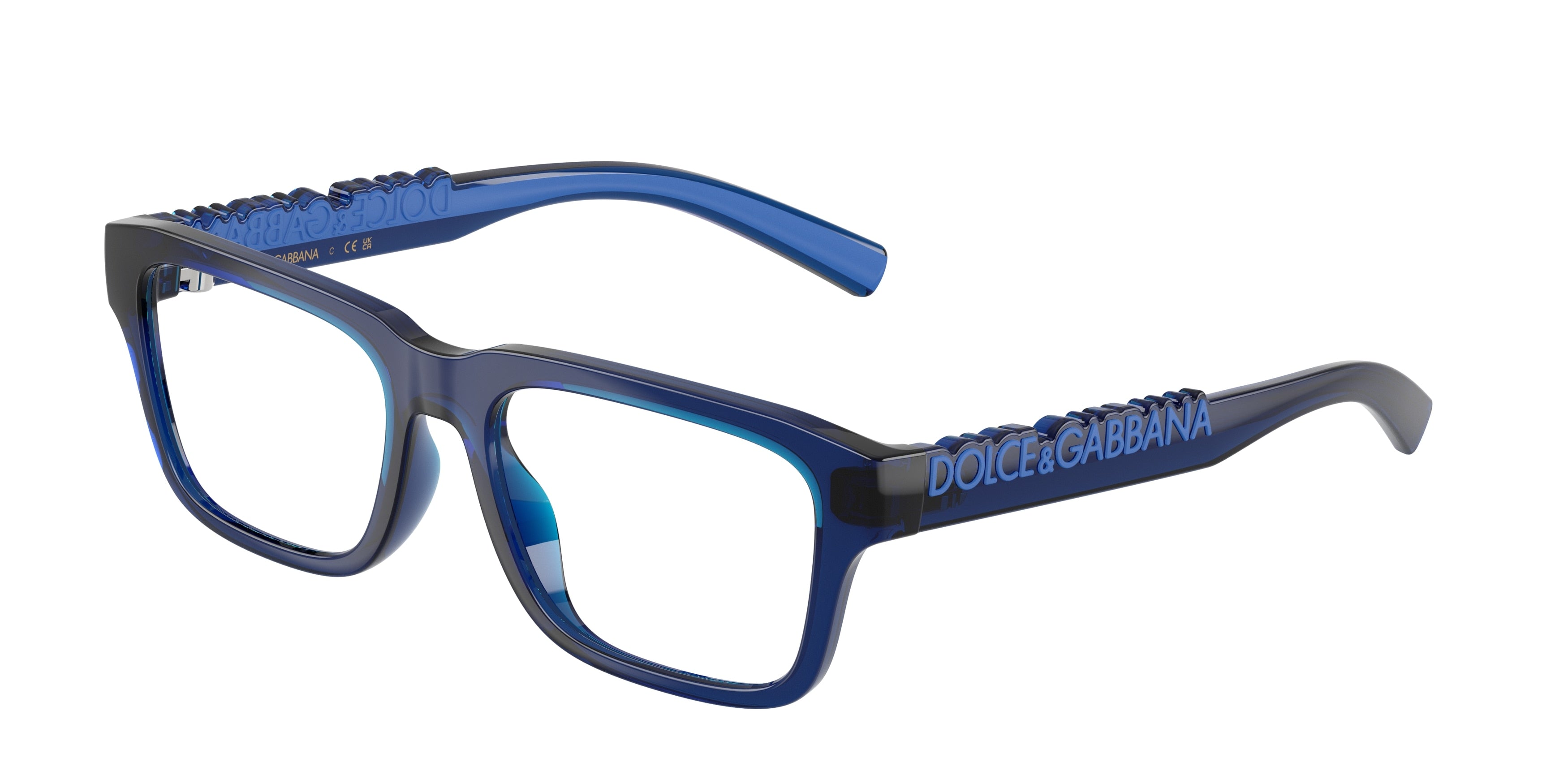 Dolce & Gabbana Kids DX5008 Rectangle Eyeglasses  3009-Transparent Dark Blue 49-130-16 - Color Map Blue