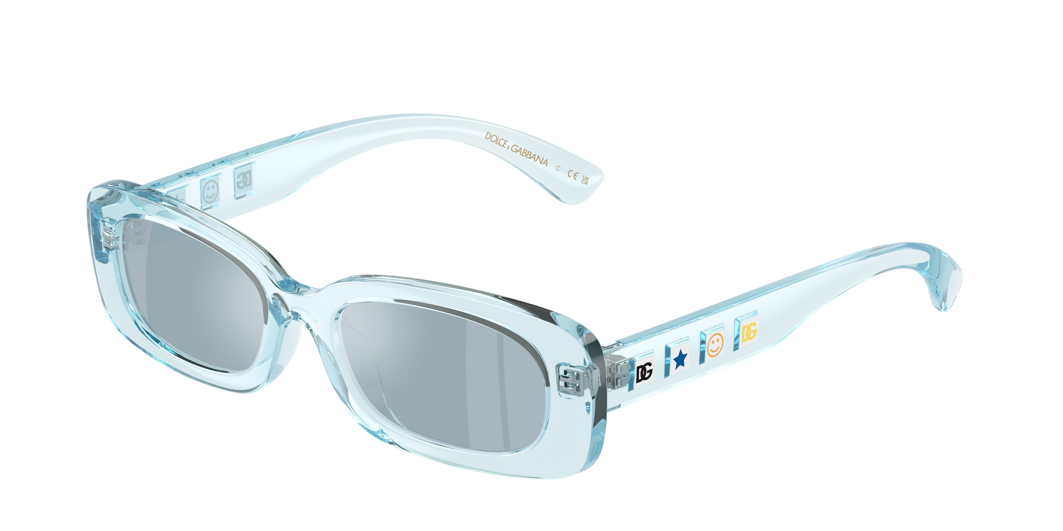 Dolce & Gabbana Kids DX6006U Rectangle Sunglasses  33466J-Transparent Azure 46-130-16 - Color Map Blue