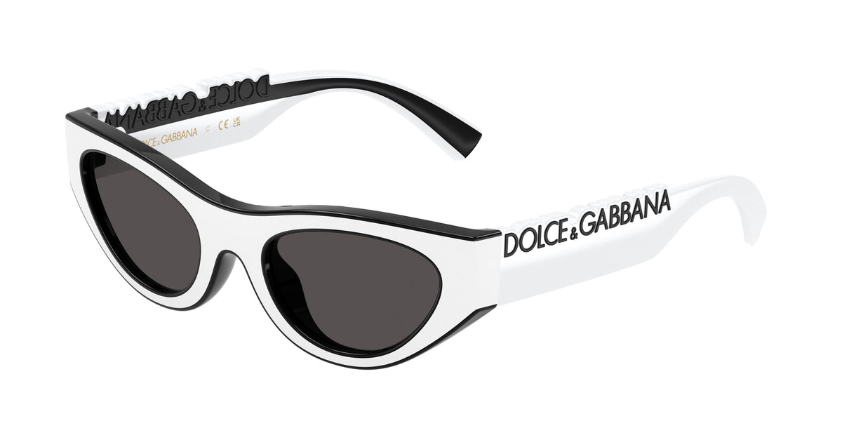 Dolce & Gabbana Kids DX6012 Cat Eye Sunglasses  346587-White/Black 47-130-19 - Color Map Black