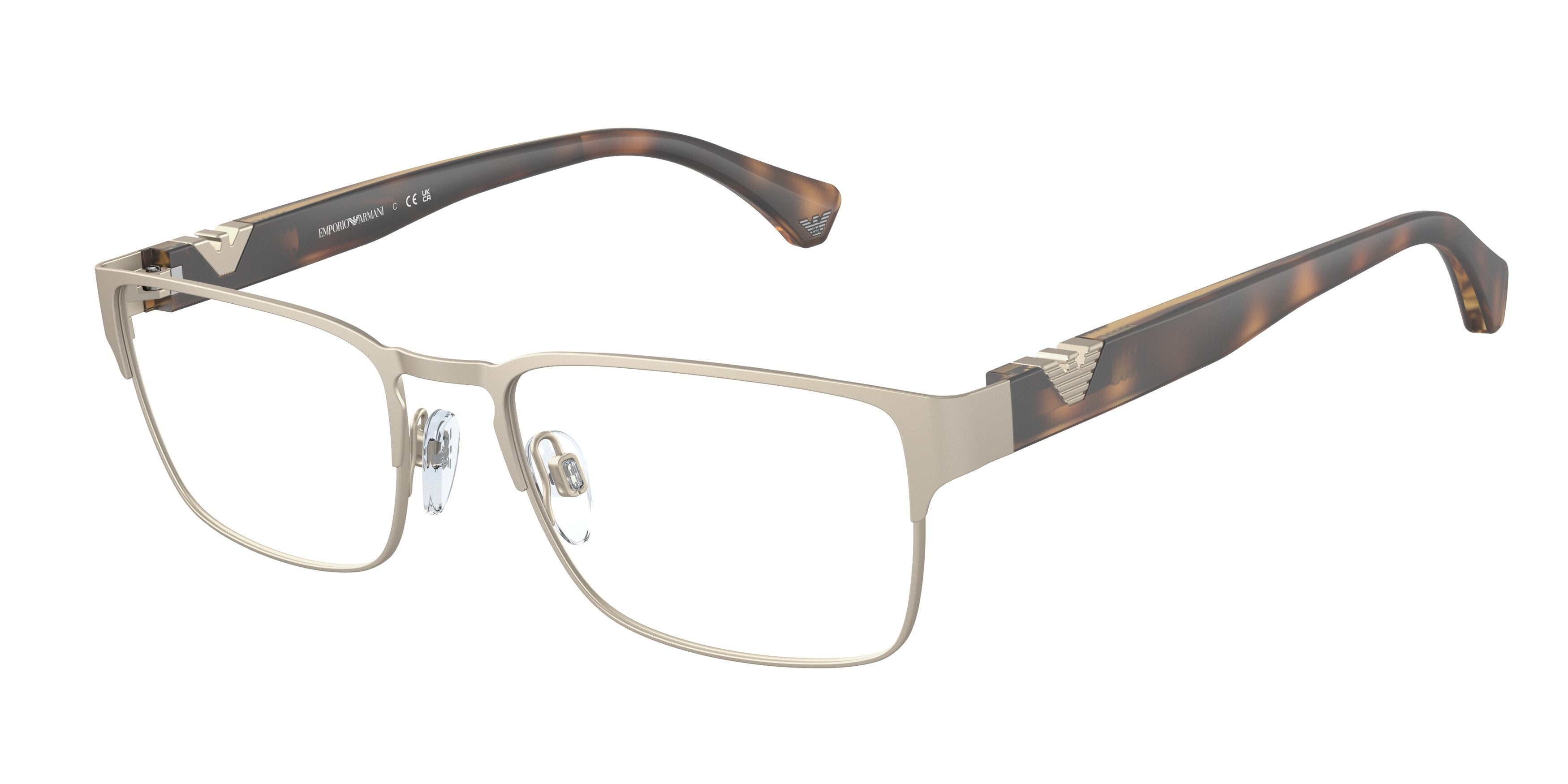 Emporio Armani EA1027 Square Eyeglasses  3002-Matte Pale Gold 55-140-18 - Color Map Gold