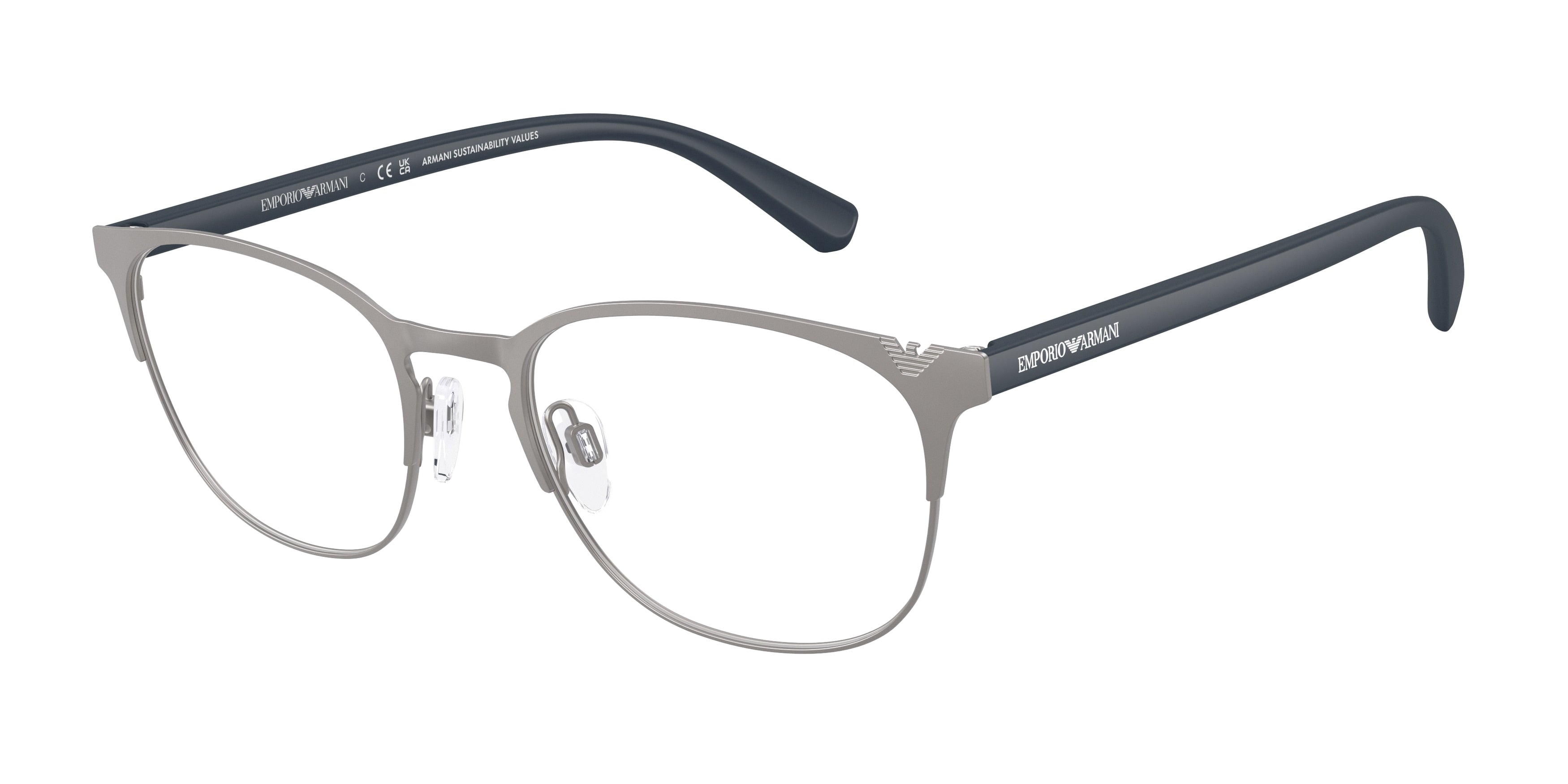 Emporio Armani EA1059 Oval Eyeglasses  3096-Matte Gunmetal 53-145-19 - Color Map Grey