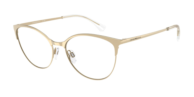 Emporio Armani EA1087 Cat Eye Eyeglasses  3013-Shiny Pale Gold 54-140-17 - Color Map Gold
