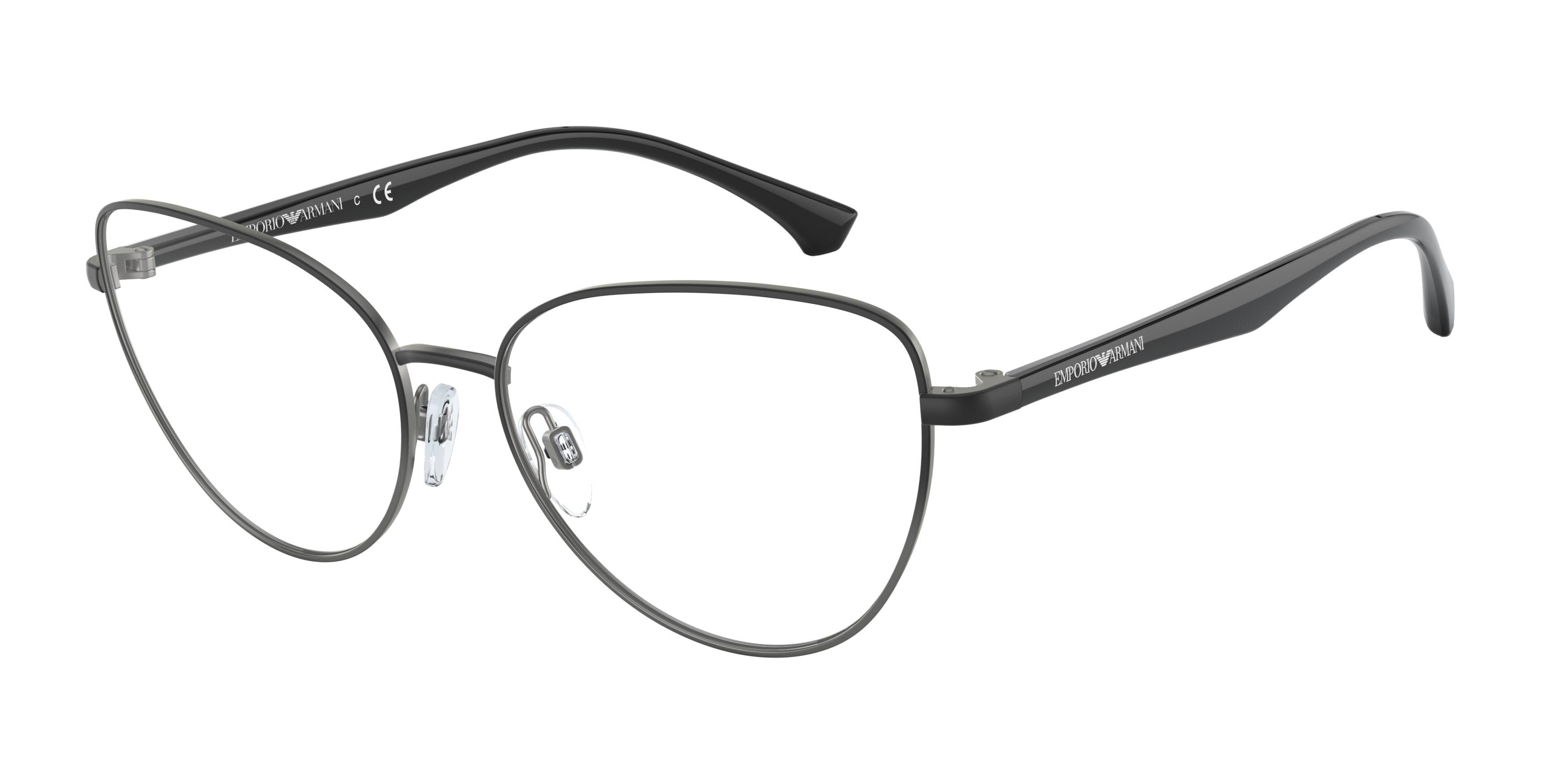 Emporio Armani EA1104 Butterfly Eyeglasses  3316-Matte Black & Gunmetal 54-140-16 - Color Map Black