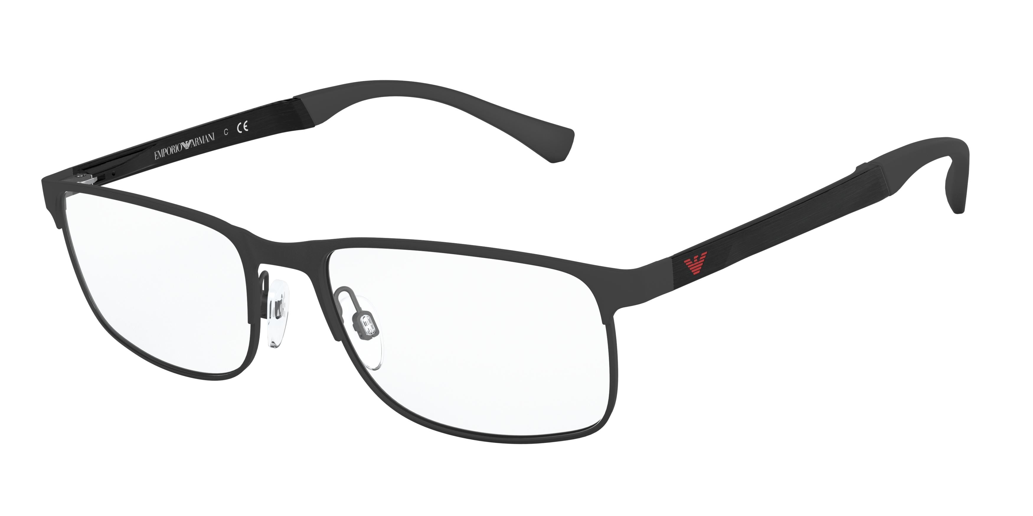 Emporio Armani EA1112 Rectangle Eyeglasses  3175-Rubber Black 56-145-18 - Color Map Black