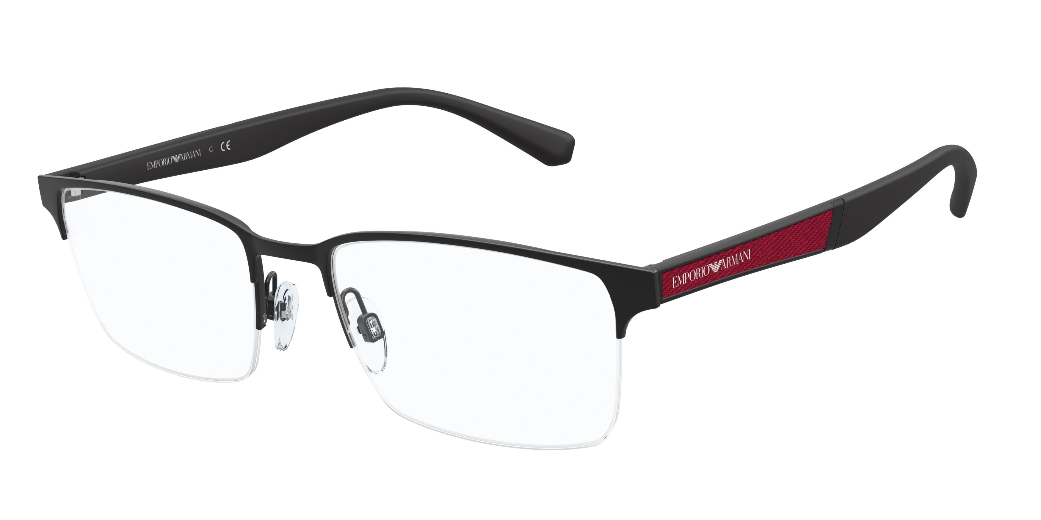 Emporio Armani EA1113 Rectangle Eyeglasses  3001-Matte Black 54-145-19 - Color Map Black