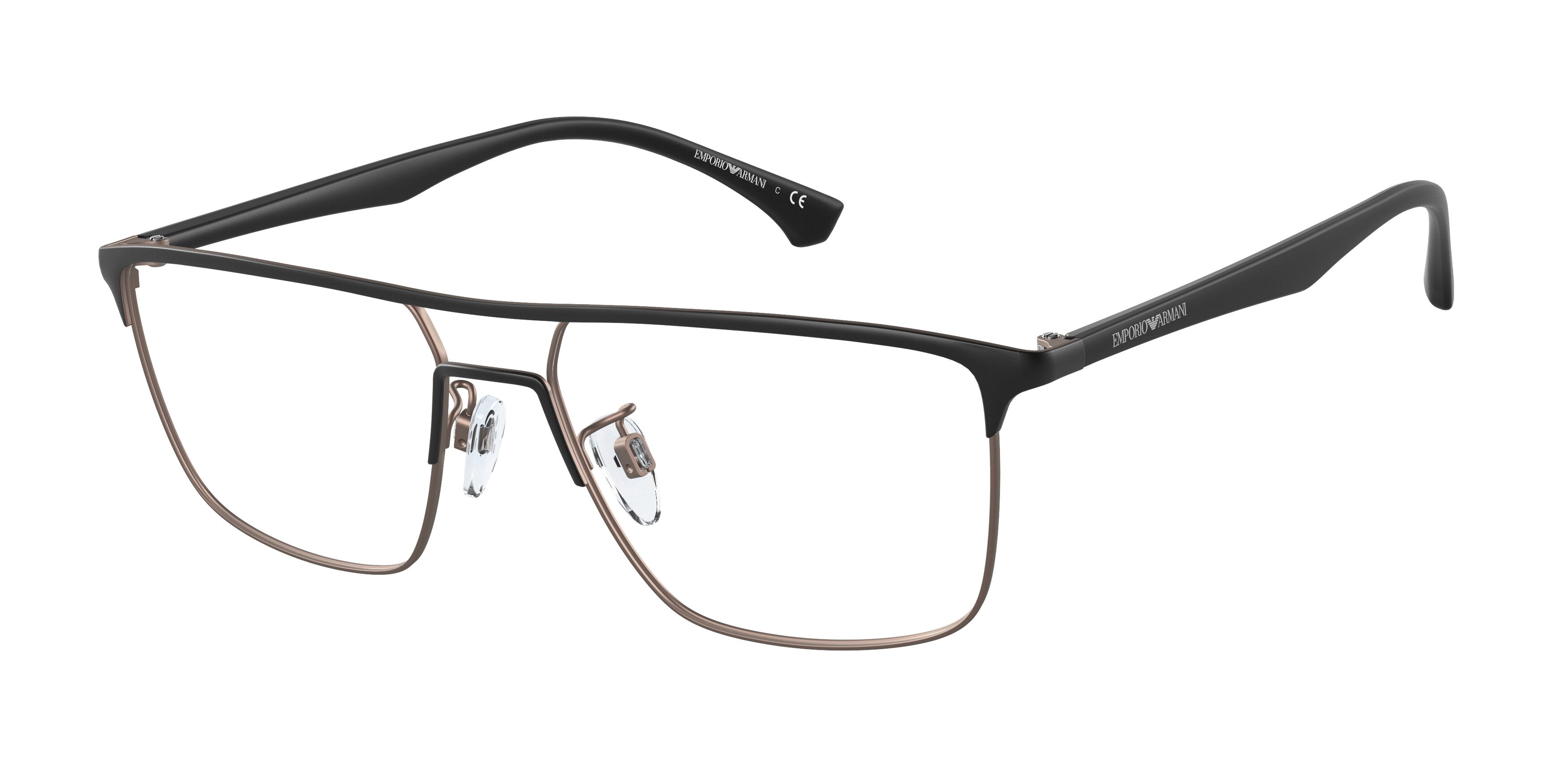 Emporio Armani EA1123 Pillow Eyeglasses  3252-Matte Black/Bronze 53-145-16 - Color Map Black
