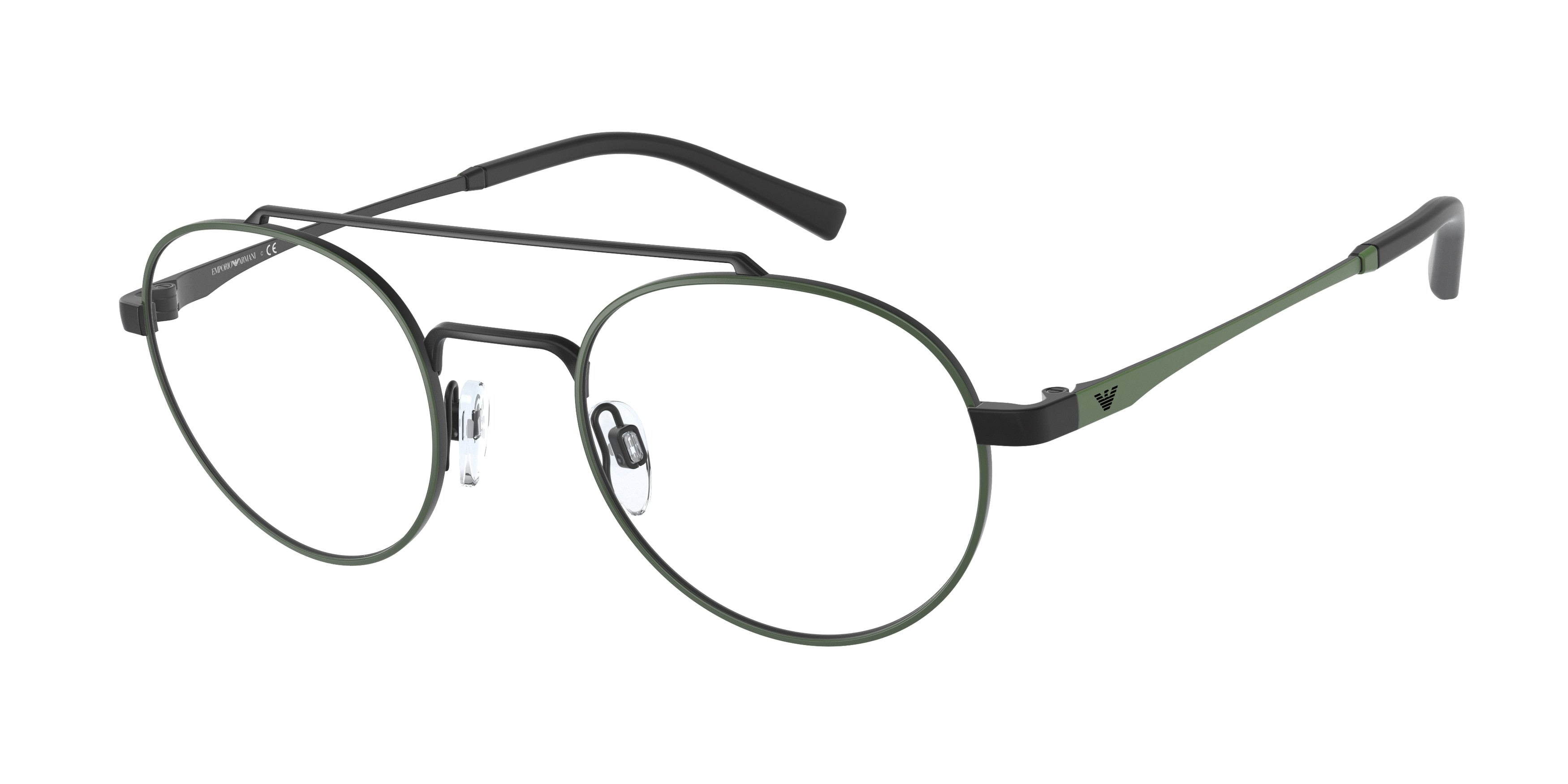 Emporio Armani EA1125 Round Eyeglasses  3120-Matte Black/Green 50-145-22 - Color Map Black