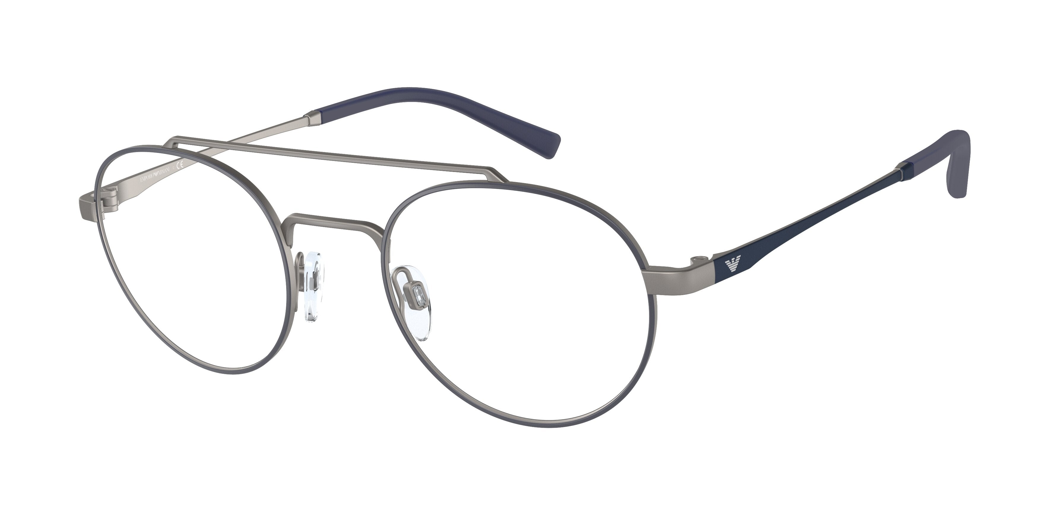 Emporio Armani EA1125 Round Eyeglasses  3250-Matte Gunmetal/Blue 50-145-22 - Color Map Grey