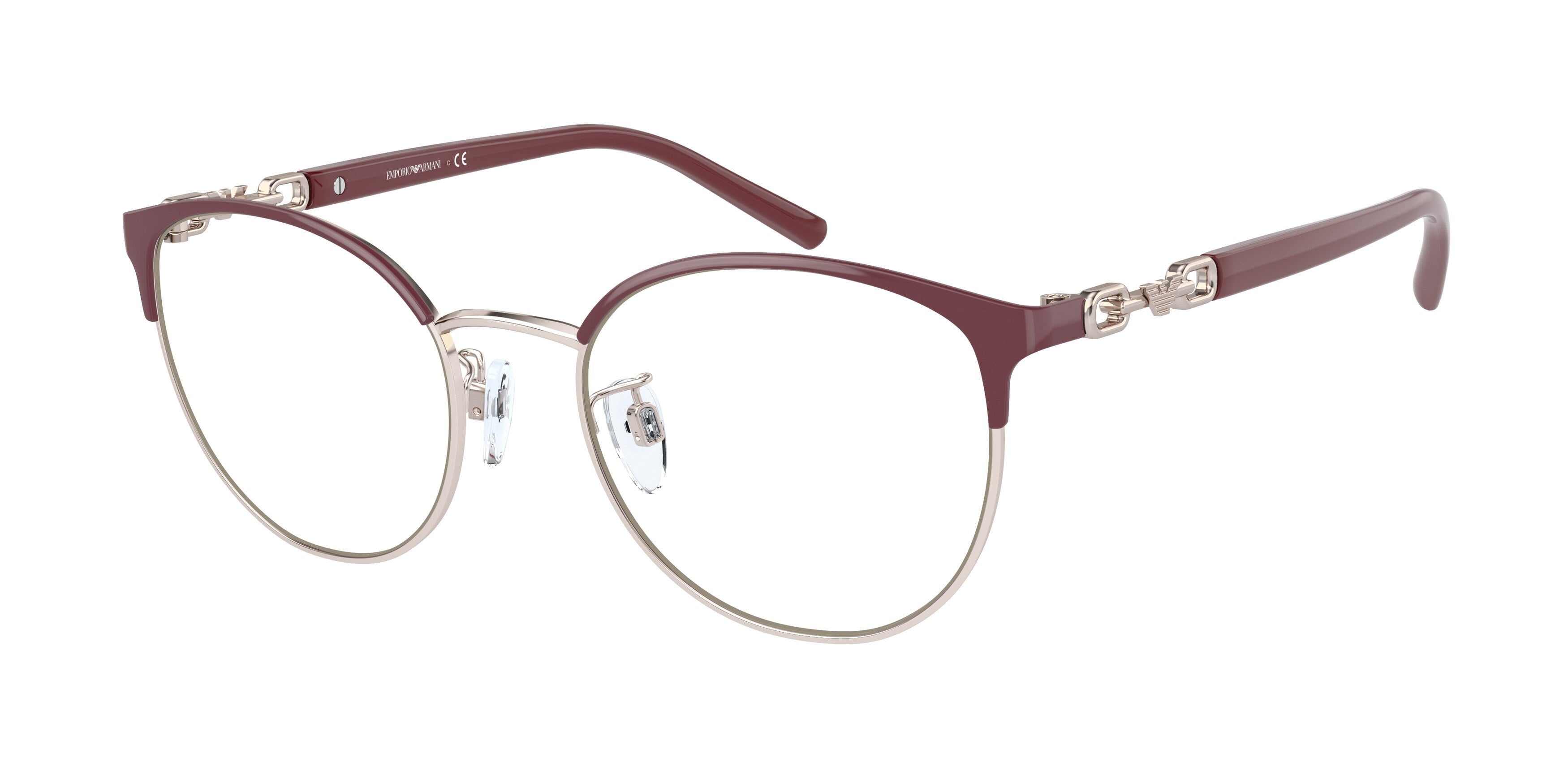 Emporio Armani EA1126 Round Eyeglasses  3268-Red/Rose Gold 52-140-19 - Color Map Red