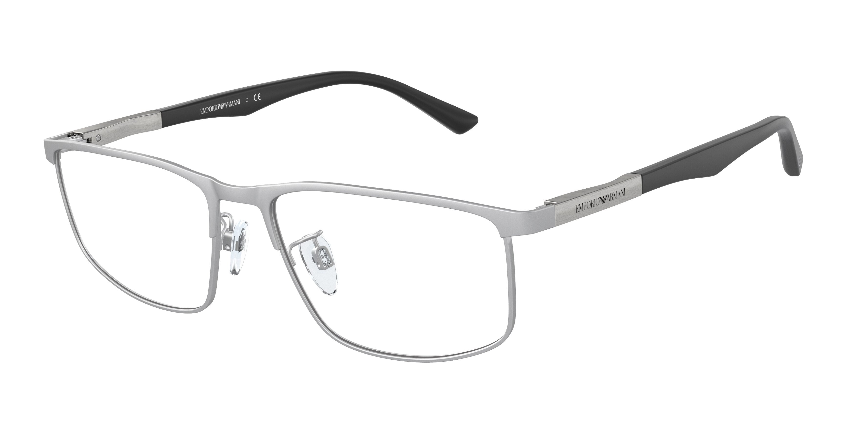 Emporio Armani EA1131 Pillow Eyeglasses  3045-Matte Silver 56-145-17 - Color Map Silver