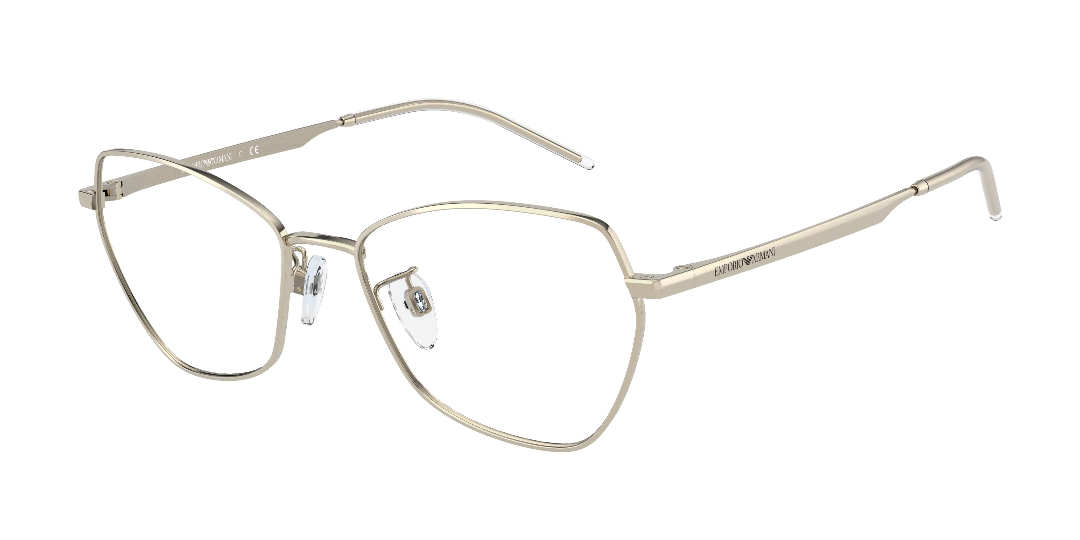 Emporio Armani EA1133 Butterfly Eyeglasses  3013-Shiny Pale Gold 53-140-17 - Color Map Gold