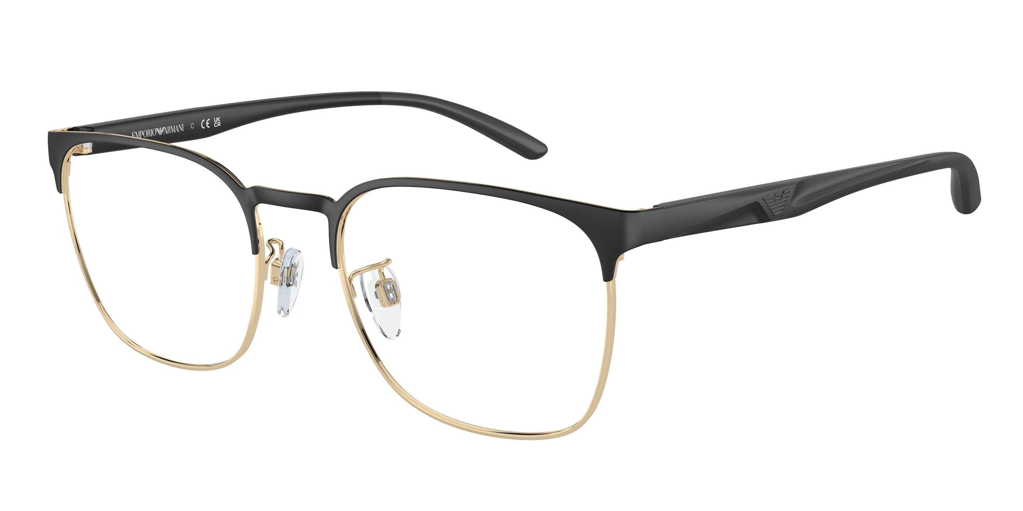 Emporio Armani EA1135D Pillow Eyeglasses  3375-Matte Black/Pale Gold 55-145-20 - Color Map Black