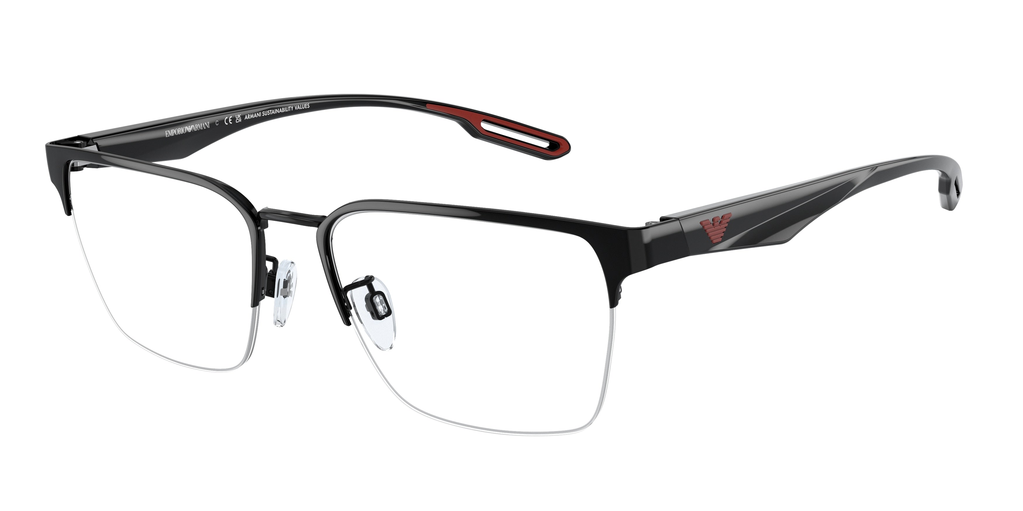 Emporio Armani EA1137 Square Eyeglasses  3014-Shiny Black 56-145-18 - Color Map Black
