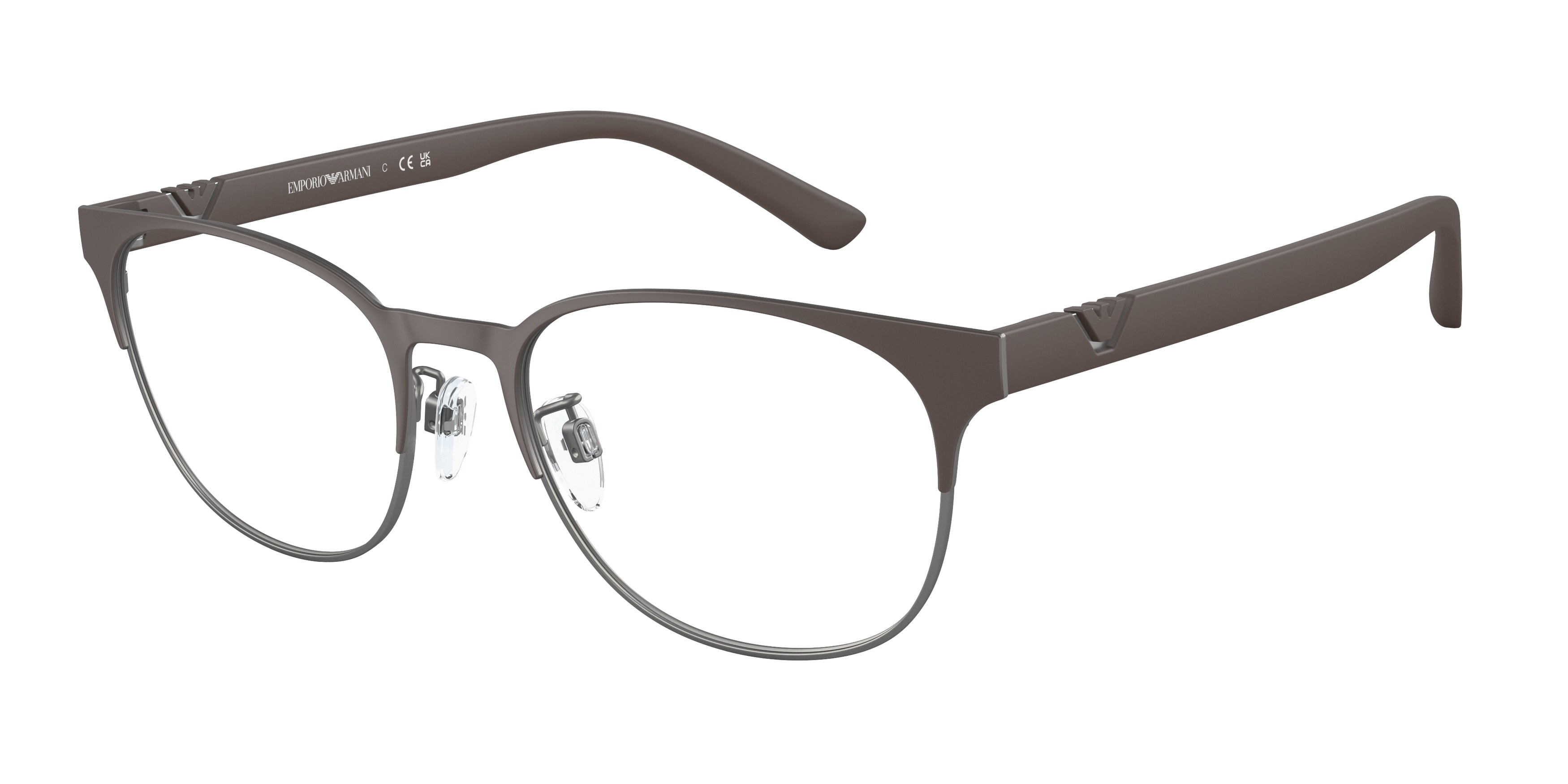 Emporio Armani EA1139 Pillow Eyeglasses  3161-Matte Brown/Gunmetal 55-145-19 - Color Map Brown