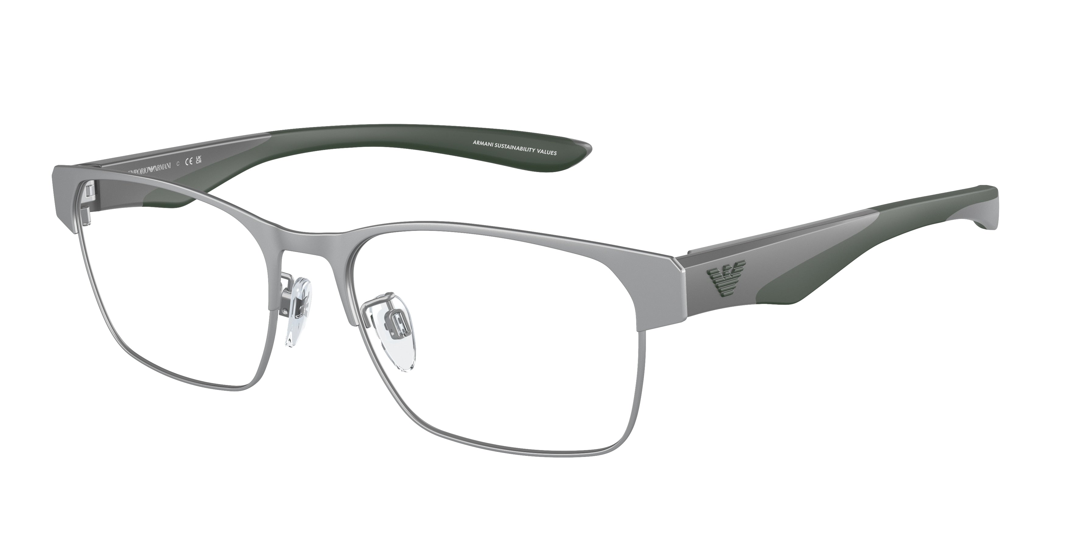 Emporio Armani EA1141 Rectangle Eyeglasses  3045-Matte Silver 56-145-18 - Color Map Silver