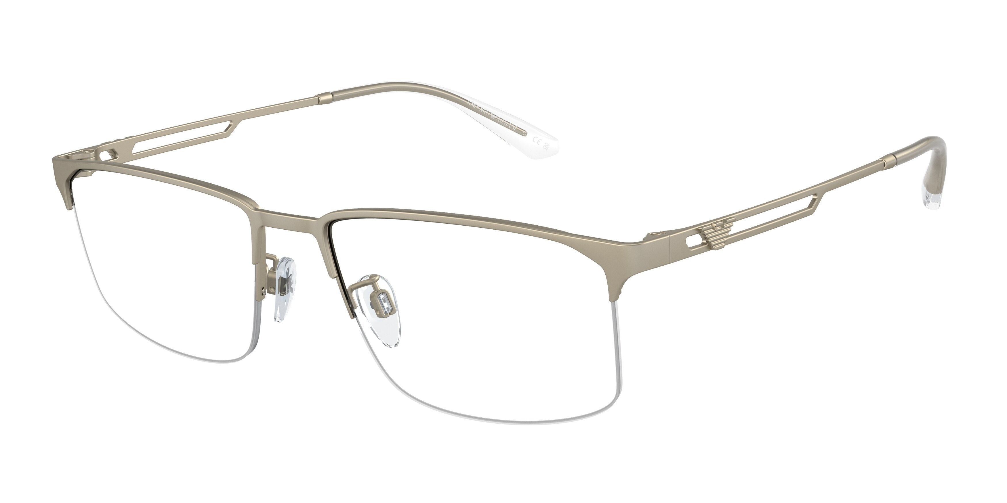 Emporio Armani EA1143 Pillow Eyeglasses  3002-Matte Pale Gold 57-145-18 - Color Map Gold