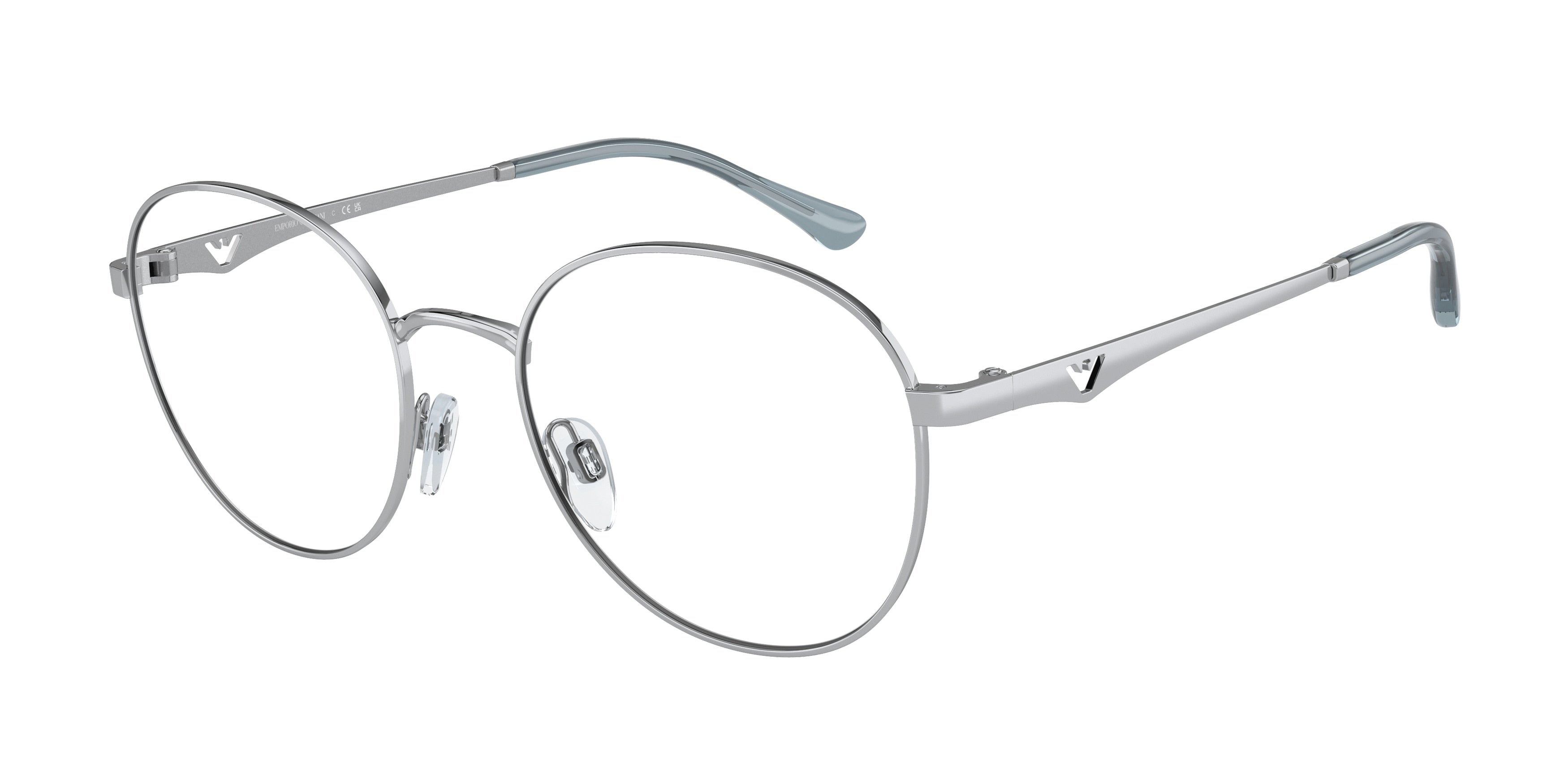 Emporio Armani EA1144 Pillow Eyeglasses  3015-Shiny Silver 52-140-19 - Color Map Silver