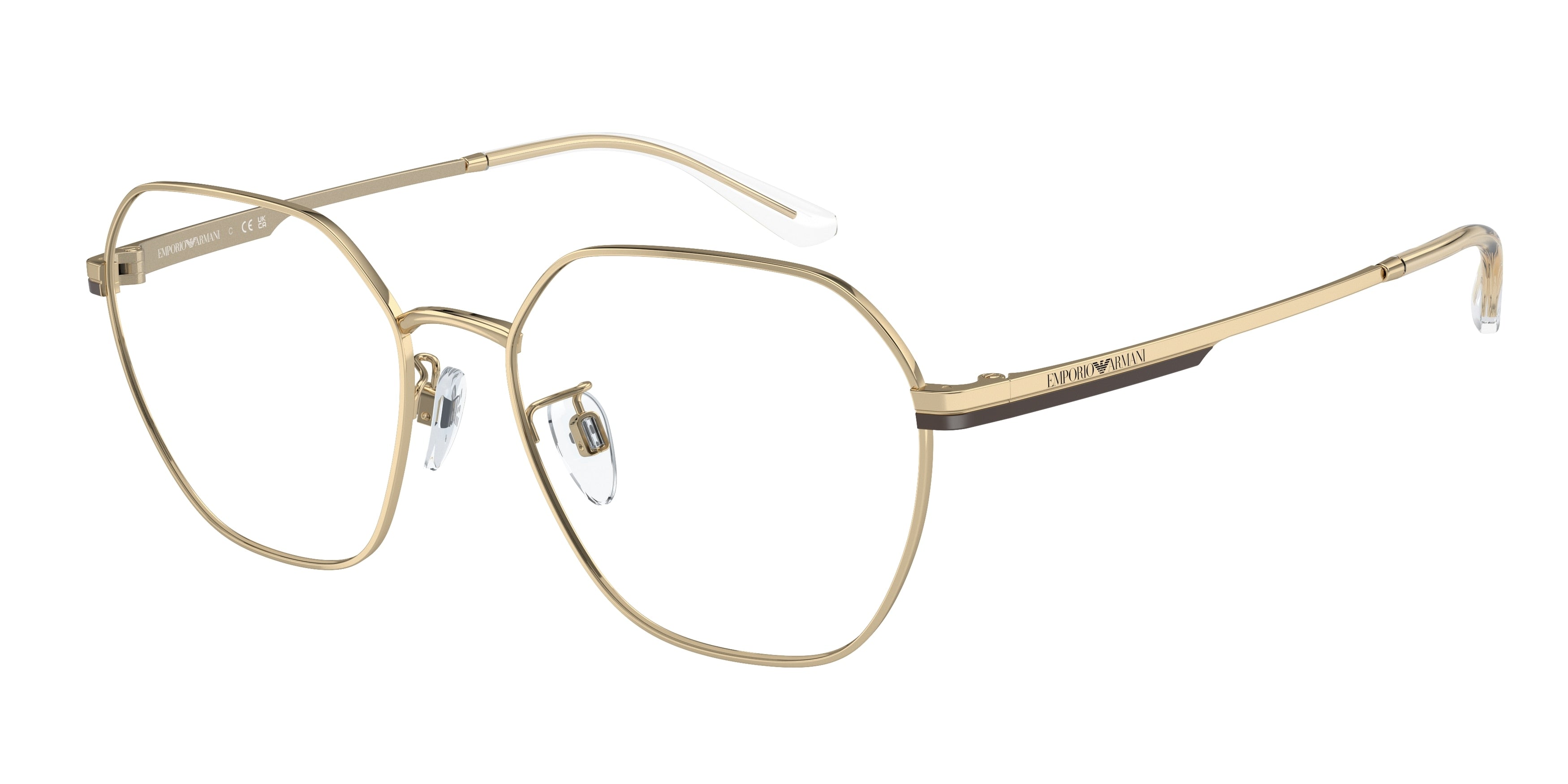 Emporio Armani EA1145D Round Eyeglasses  3013-Shiny Pale Gold 55-145-17 - Color Map Gold
