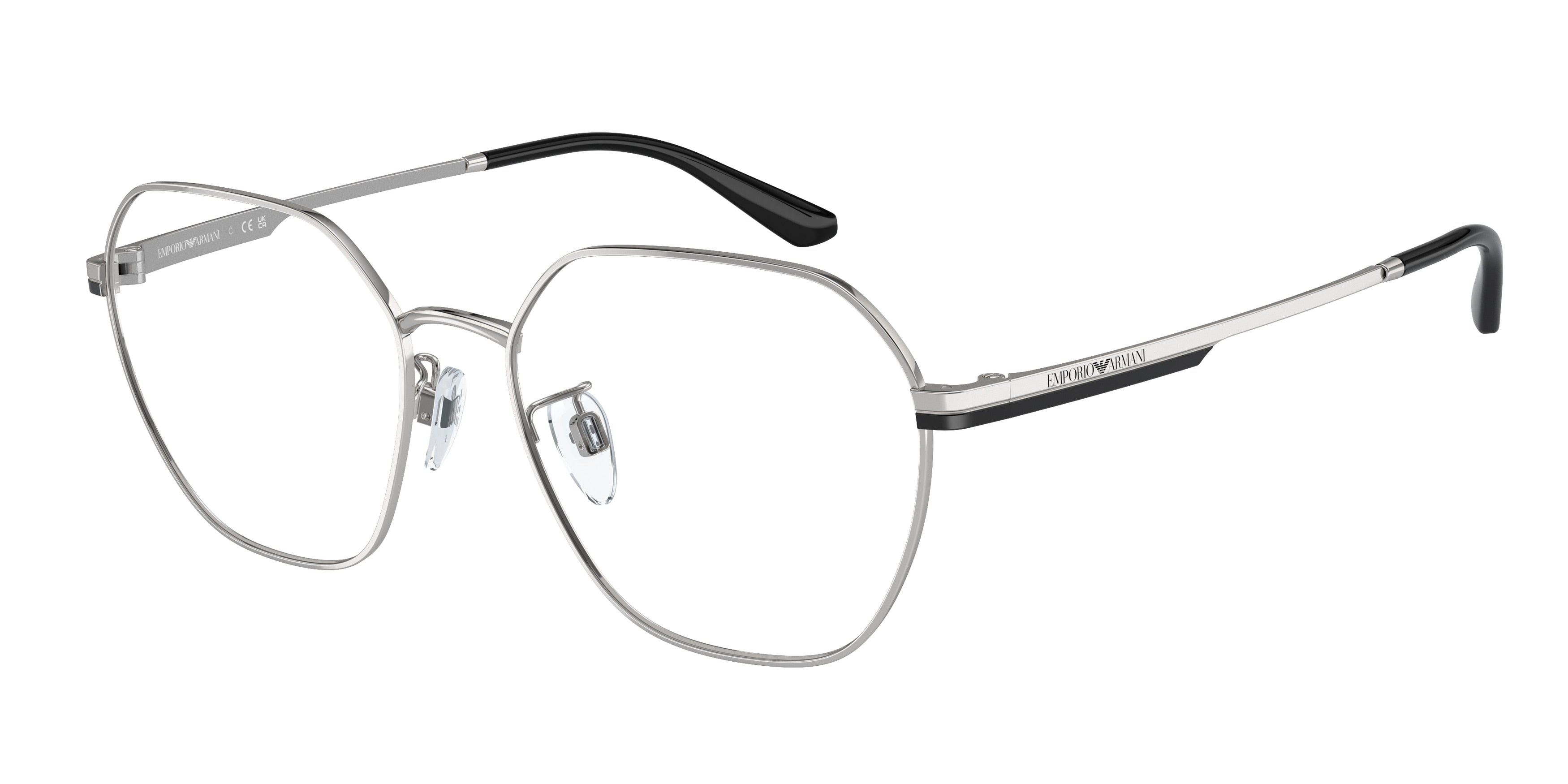 Emporio Armani EA1145D Round Eyeglasses  3015-Shiny Silver 55-145-17 - Color Map Silver