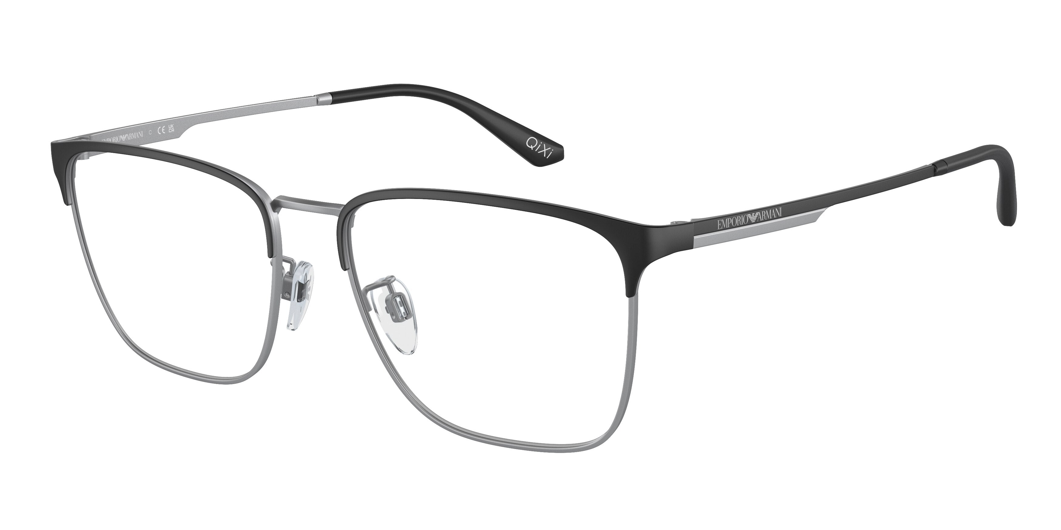 Emporio Armani EA1146D Pillow Eyeglasses  3061-Matte Black/Silver 56-145-17 - Color Map Black
