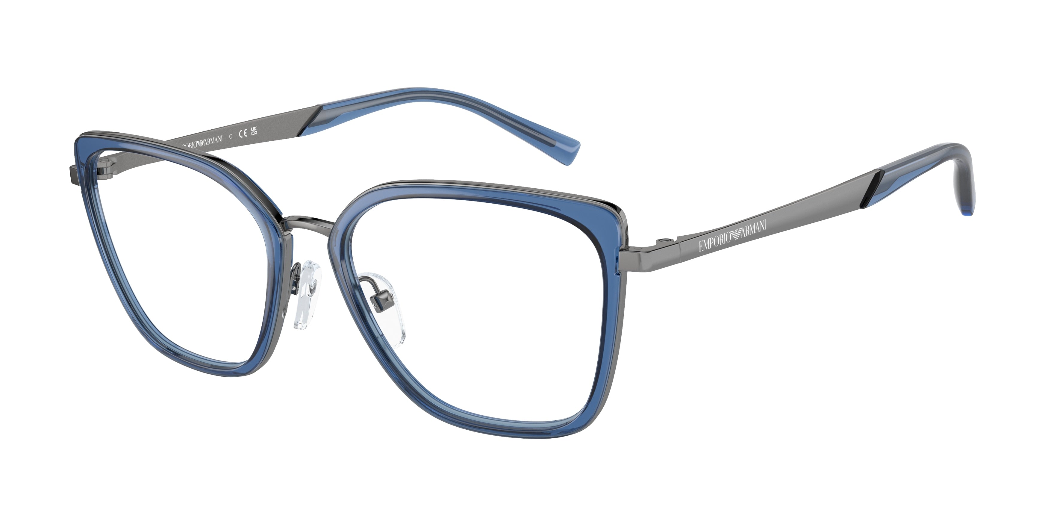Emporio Armani EA1152 Cat Eye Eyeglasses  3362-Shiny Gunmetal 52-140-17 - Color Map Grey