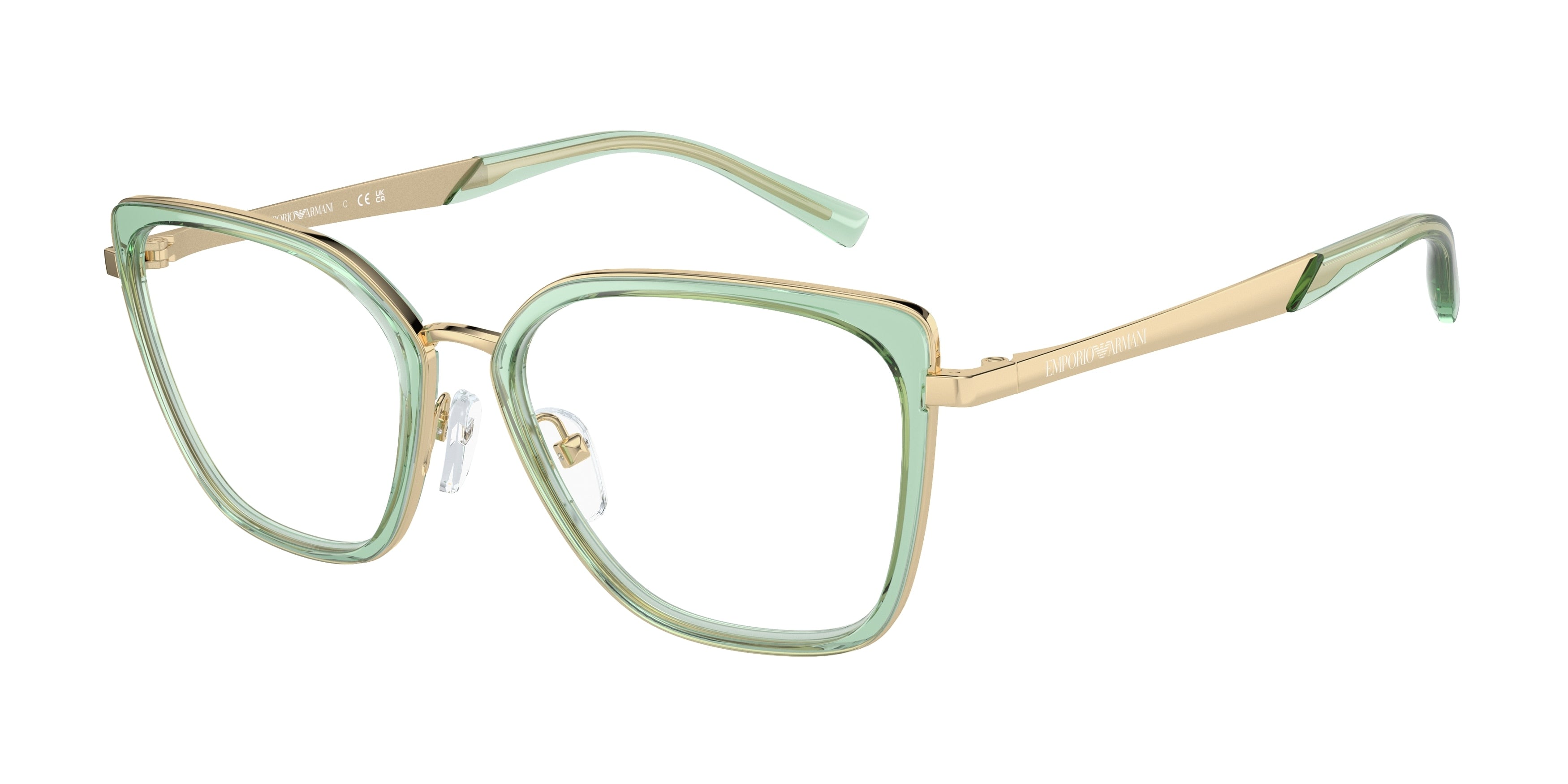 Emporio Armani EA1152 Cat Eye Eyeglasses  3363-Shiny Pale Gold 52-140-17 - Color Map Gold