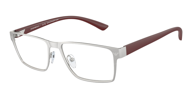 Emporio Armani EA1157 Rectangle Eyeglasses  3045-Matte Silver 53-145-17 - Color Map Silver