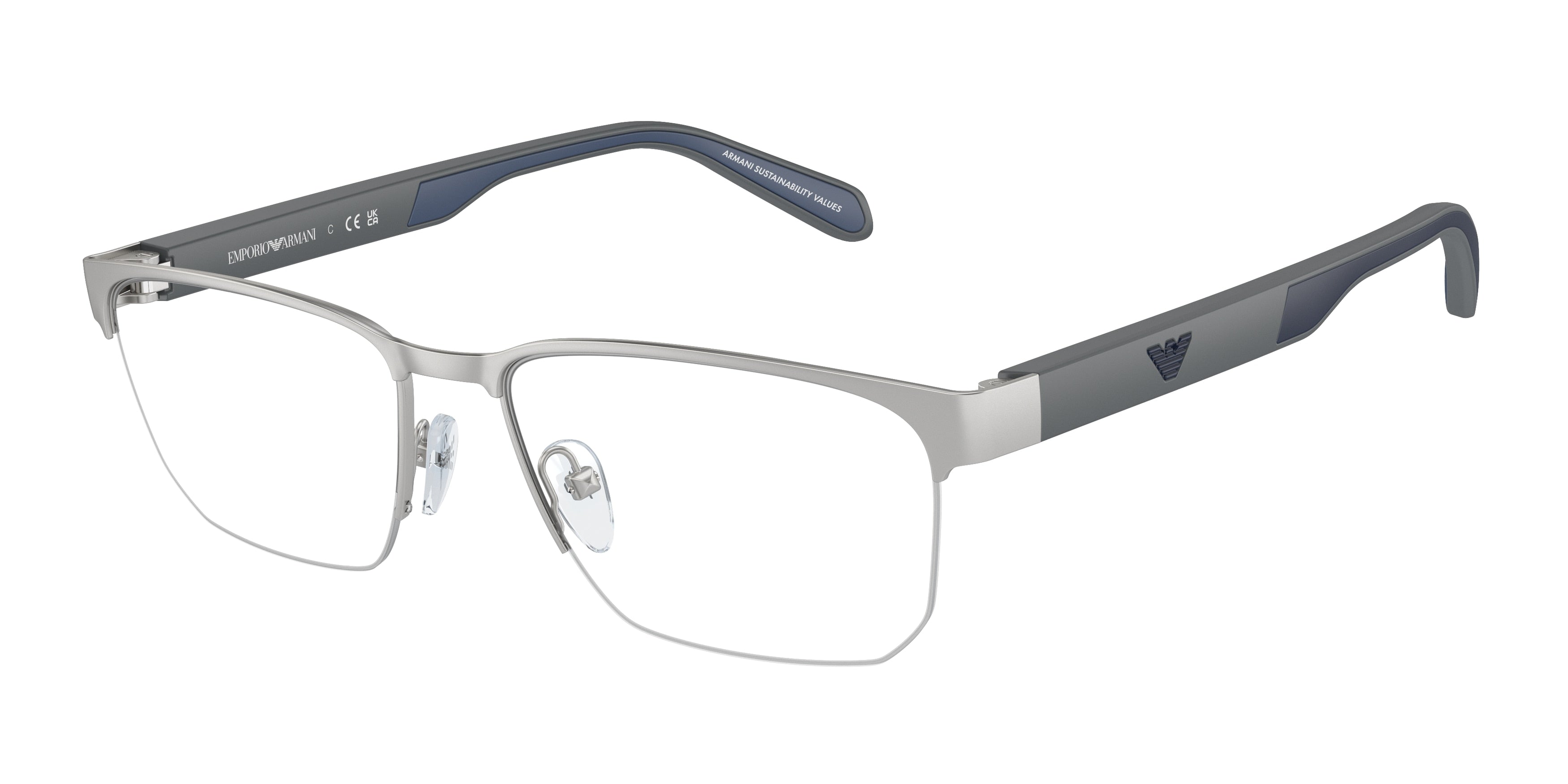 Emporio Armani EA1162 Irregular Eyeglasses  3045-Matte Silver 56-145-17 - Color Map Silver