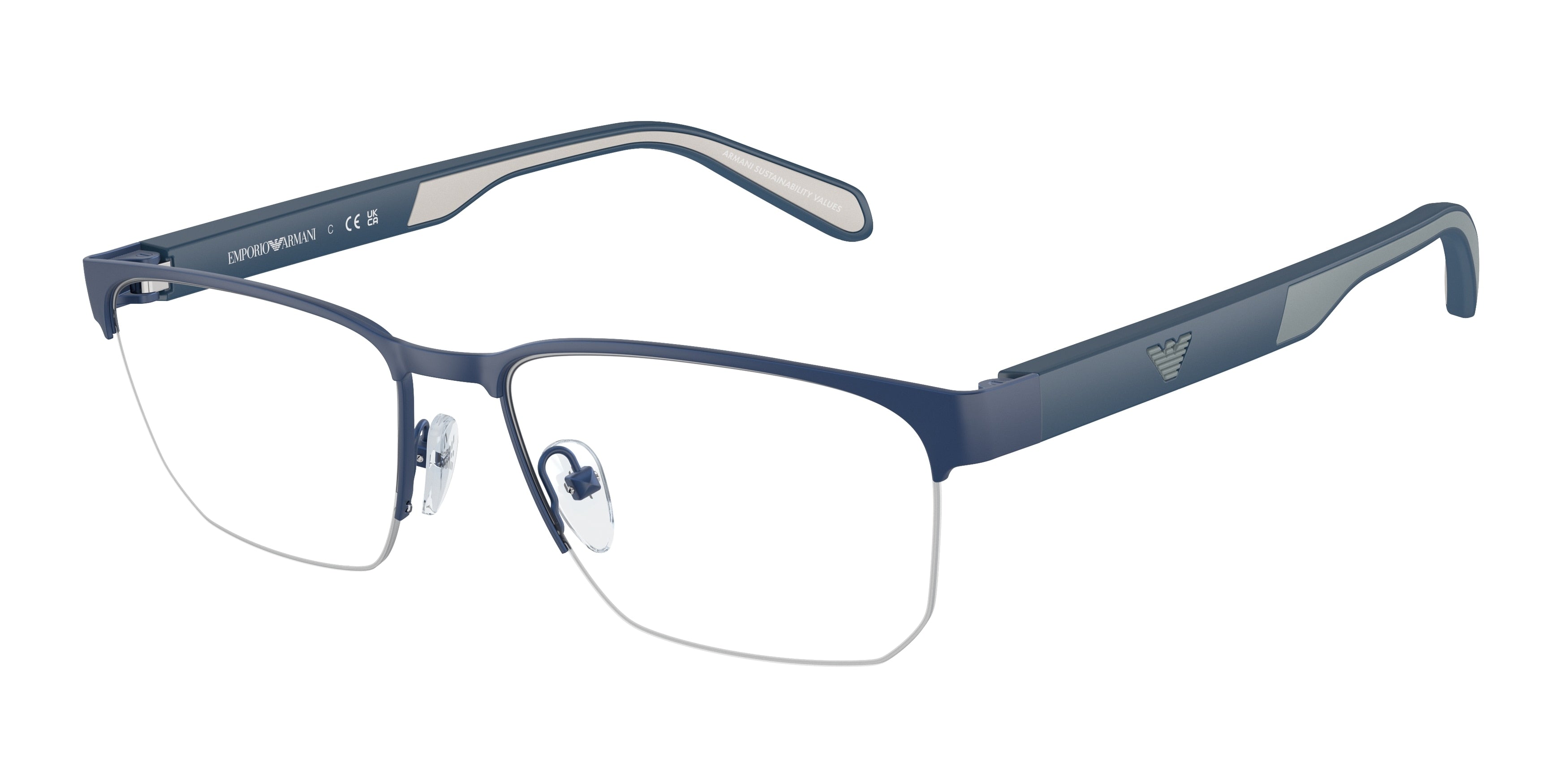 Emporio Armani EA1162 Irregular Eyeglasses  3050-Matte Blue 56-145-17 - Color Map Blue