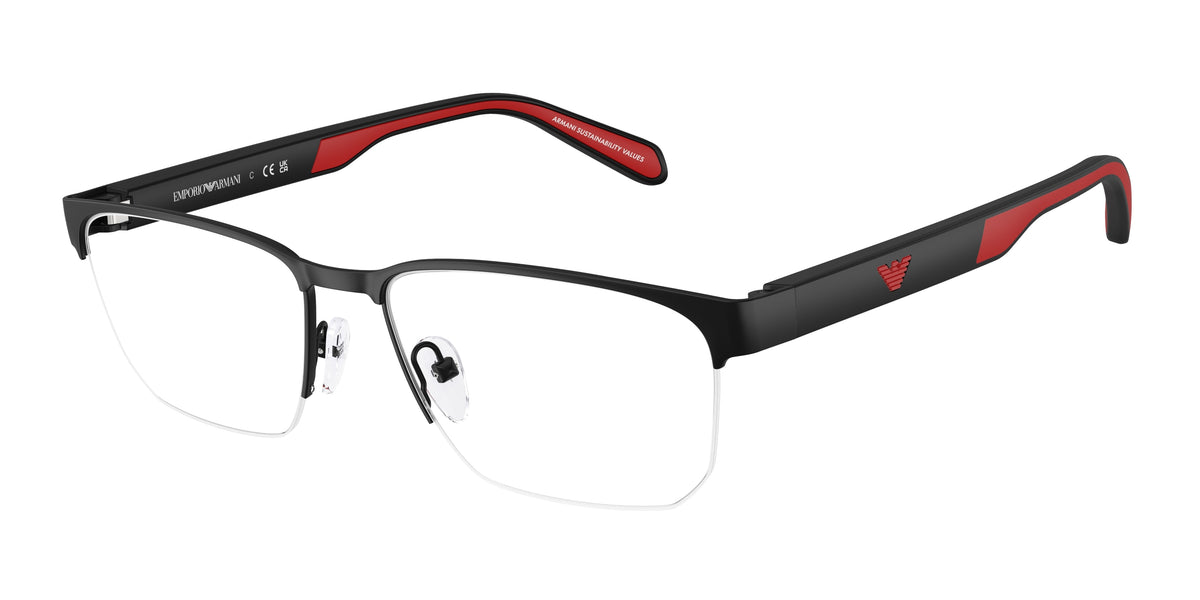 Emporio Armani EA1162 Irregular Eyeglasses  3085-Matte Black 56-145-17 - Color Map Black