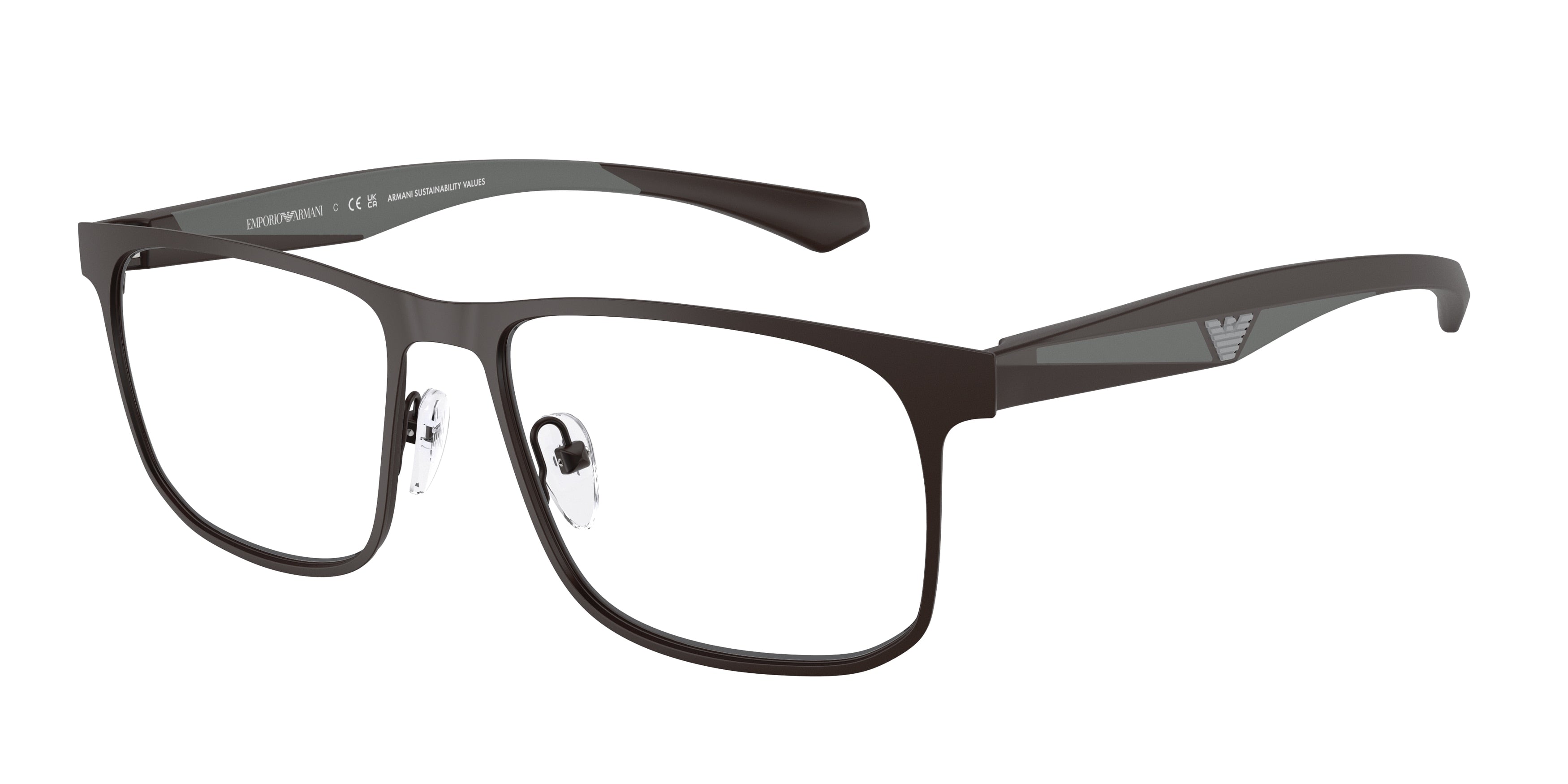 Emporio Armani EA1163 Square Eyeglasses  3390-Matte Brown 55-145-17 - Color Map Brown