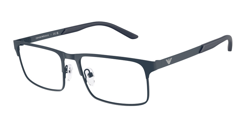 Emporio Armani EA1170 Rectangle Eyeglasses  3396-Matte Blue 55-145-17 - Color Map Blue