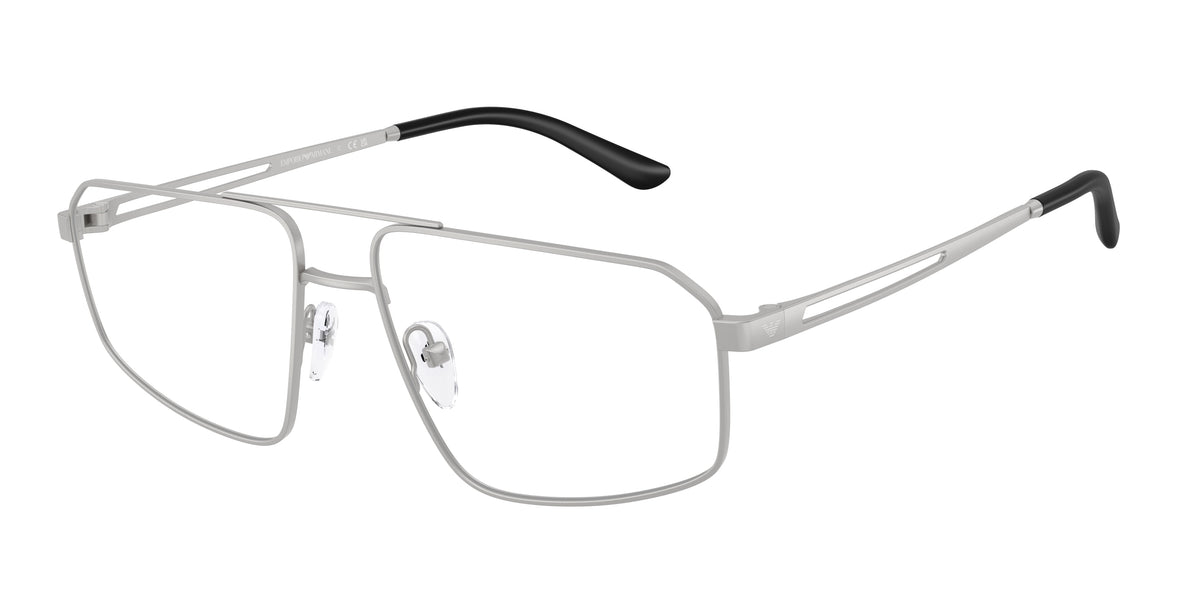 Emporio Armani EA1184 Pilot Eyeglasses  3045-Matte Silver 58-145-16 - Color Map Silver