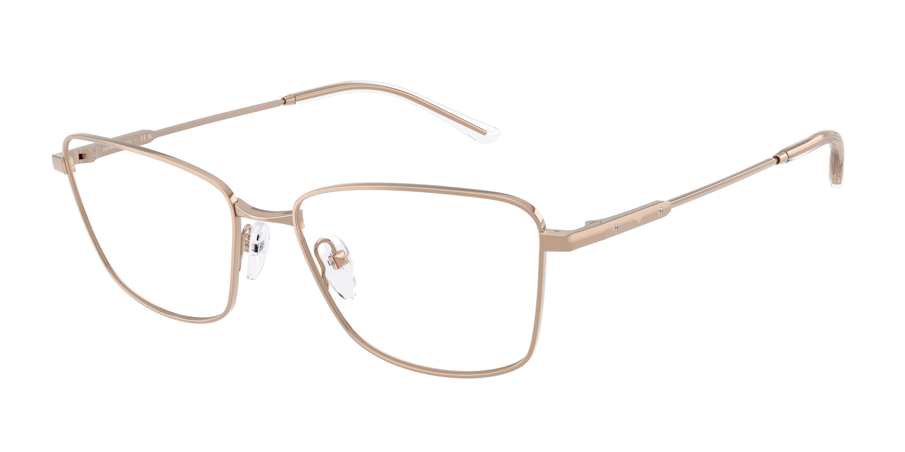 Emporio Armani EA1185B Irregular Eyeglasses  3011-Shiny Rose Gold 56-140-17 - Color Map Gold