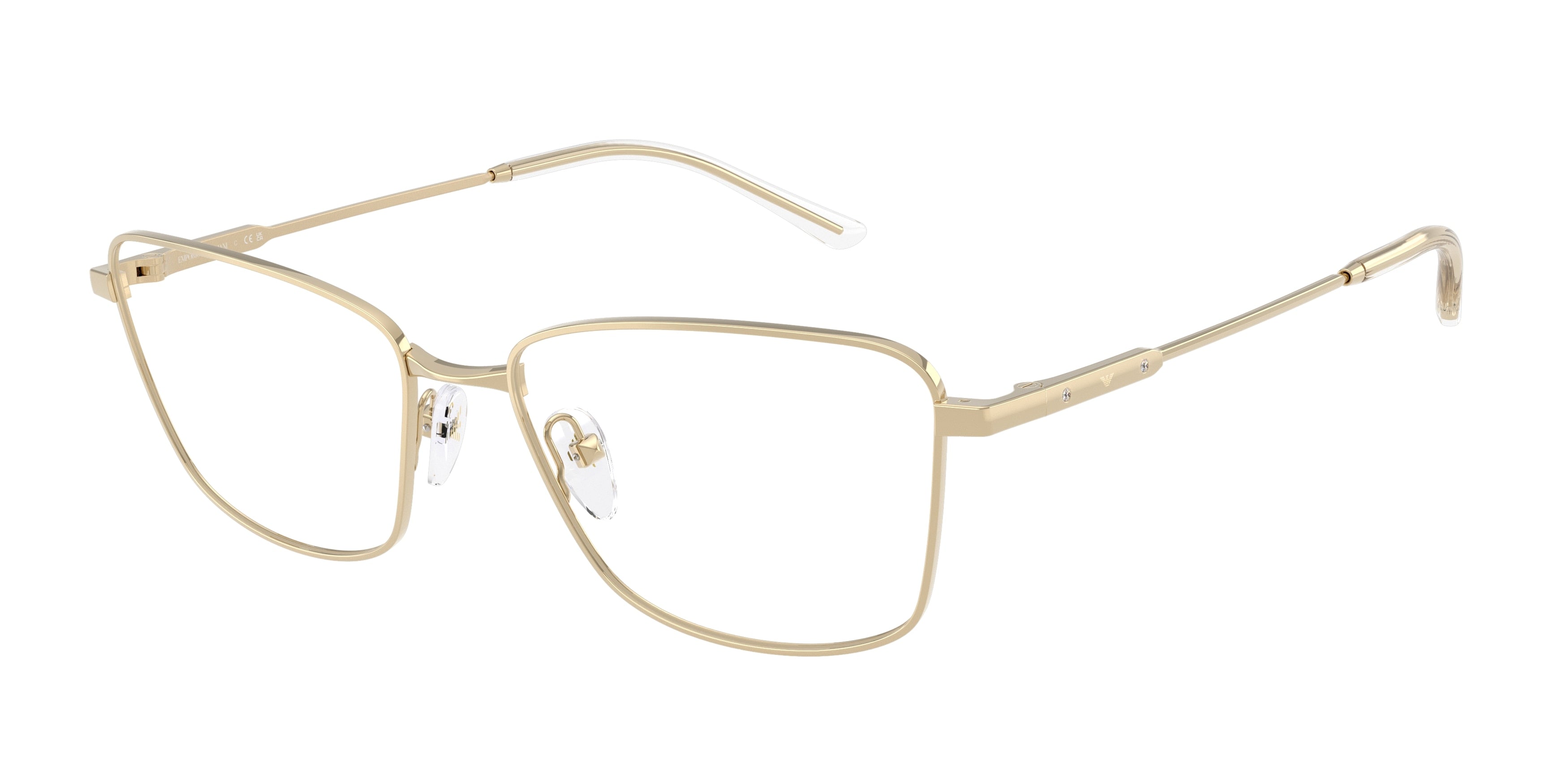 Emporio Armani EA1185B Irregular Eyeglasses  3013-Shiny Pale Gold 56-140-17 - Color Map Gold