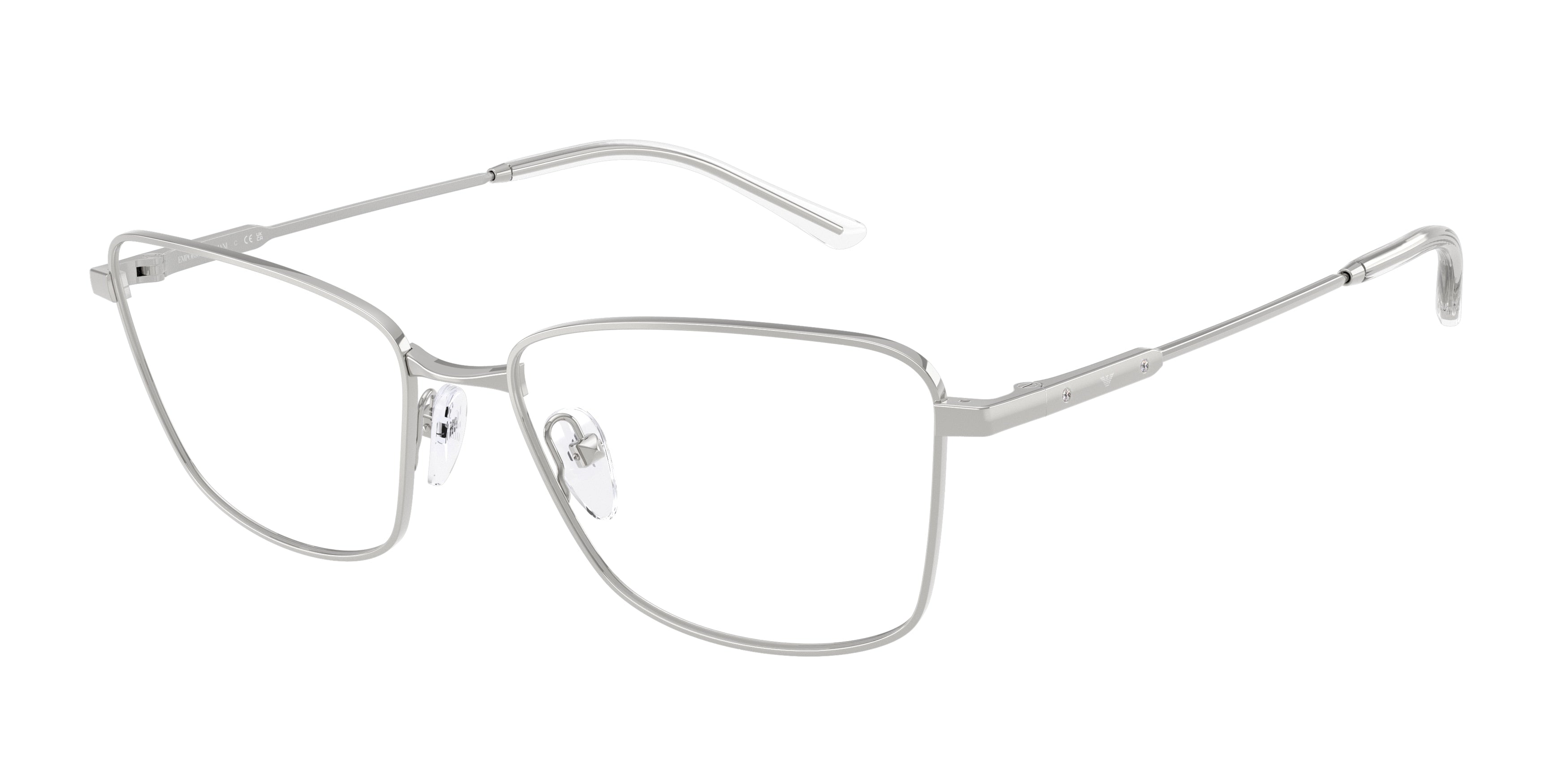Emporio Armani EA1185B Irregular Eyeglasses  3015-Shiny Silver 56-140-17 - Color Map Silver
