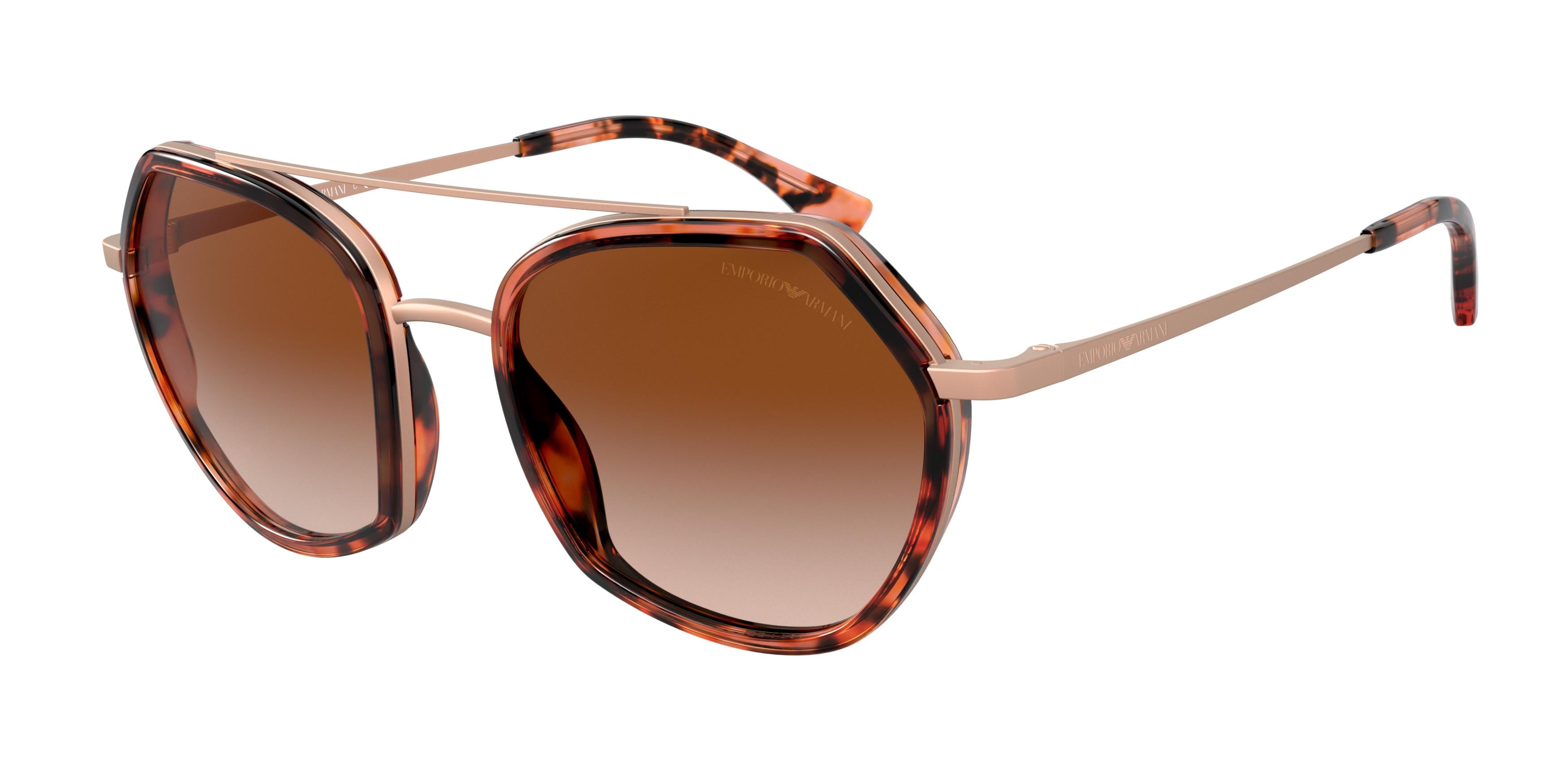 Emporio Armani EA2098 Irregular Sunglasses  300413-Matte Rose Gold & Red Havana 53-140-20 - Color Map Pink
