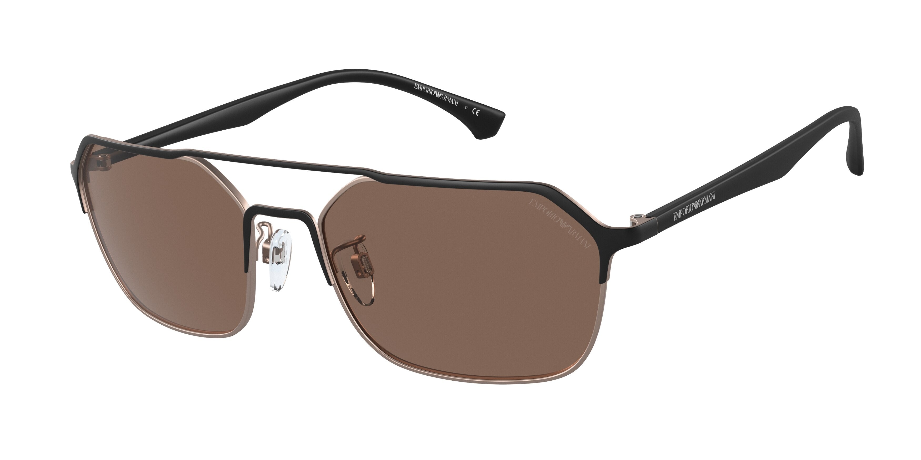 Emporio Armani EA2119 Rectangle Sunglasses  325273-Matte Black/Bronze 57-145-18 - Color Map Black