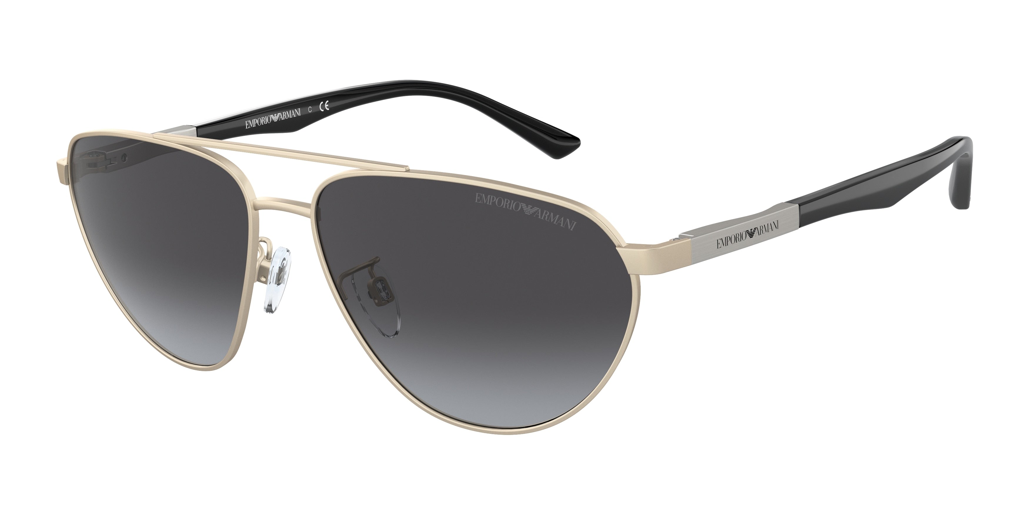 Emporio Armani EA2125 Pilot Sunglasses  30028G-Matte Pale Gold 60-145-15 - Color Map Gold