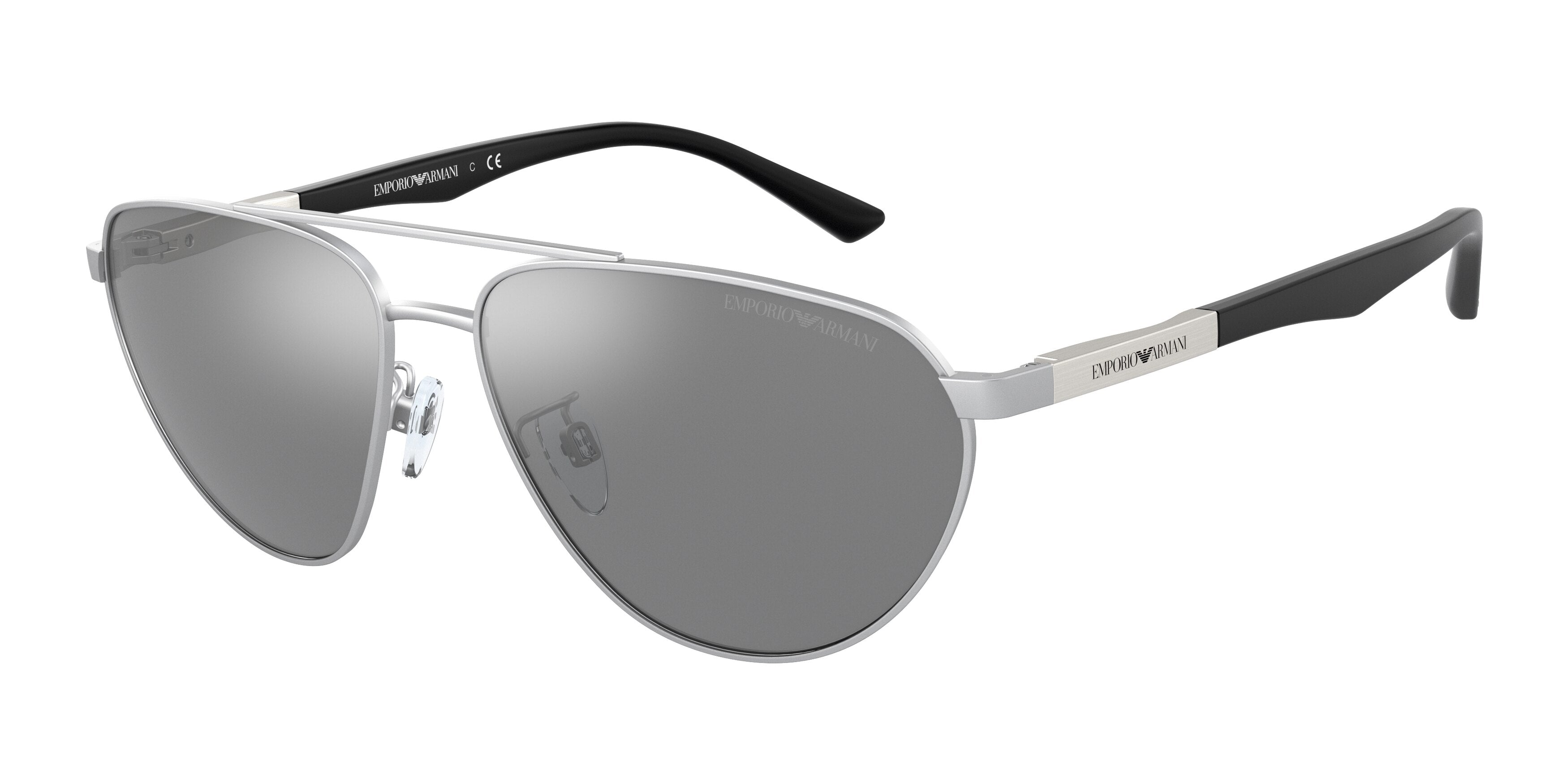 Emporio Armani EA2125 Pilot Sunglasses  30456G-Matte Silver 58-145-15 - Color Map Silver