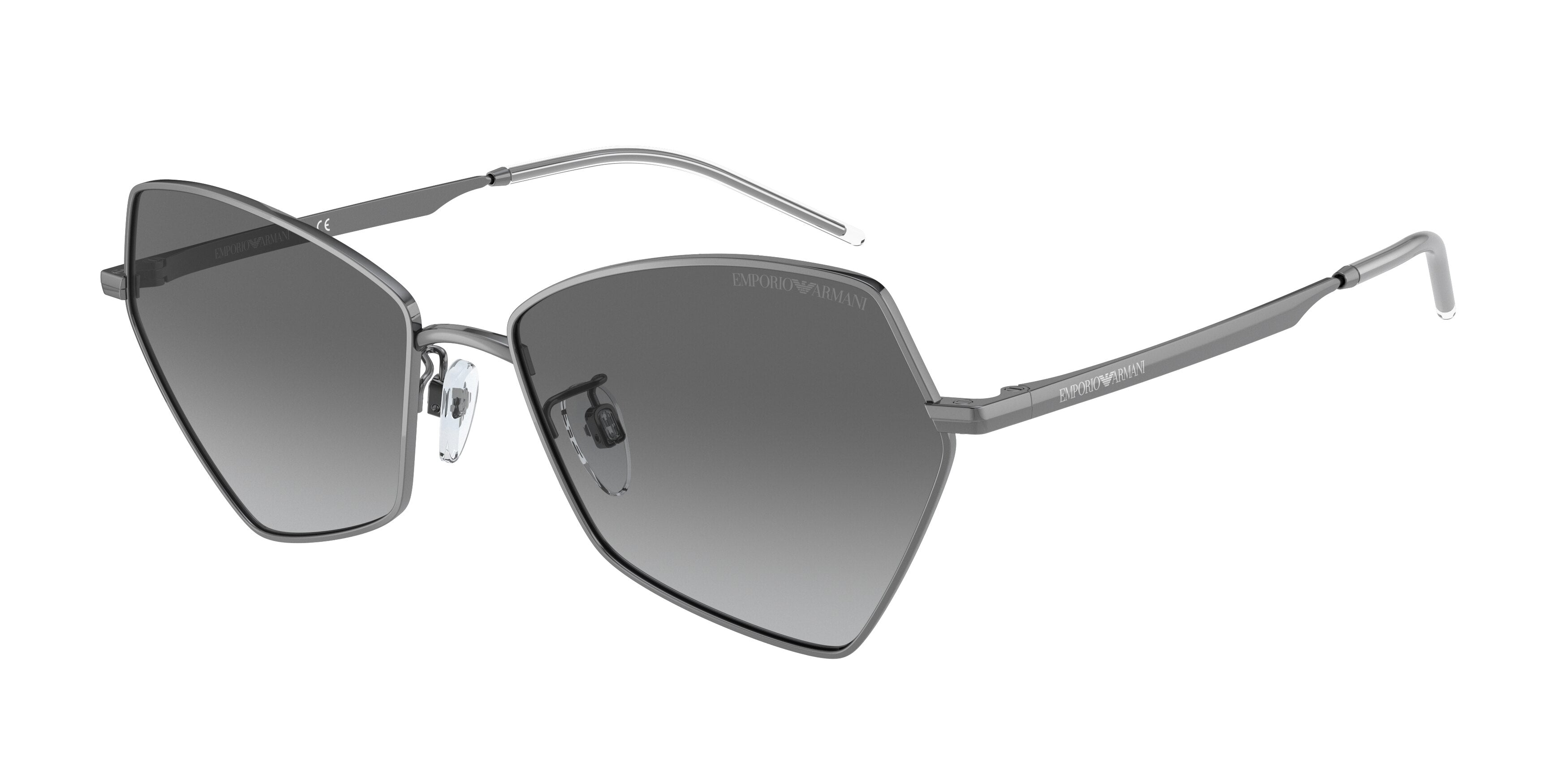 Emporio Armani EA2127 Butterfly Sunglasses  301011-Shiny Gunmetal 56-140-16 - Color Map Grey