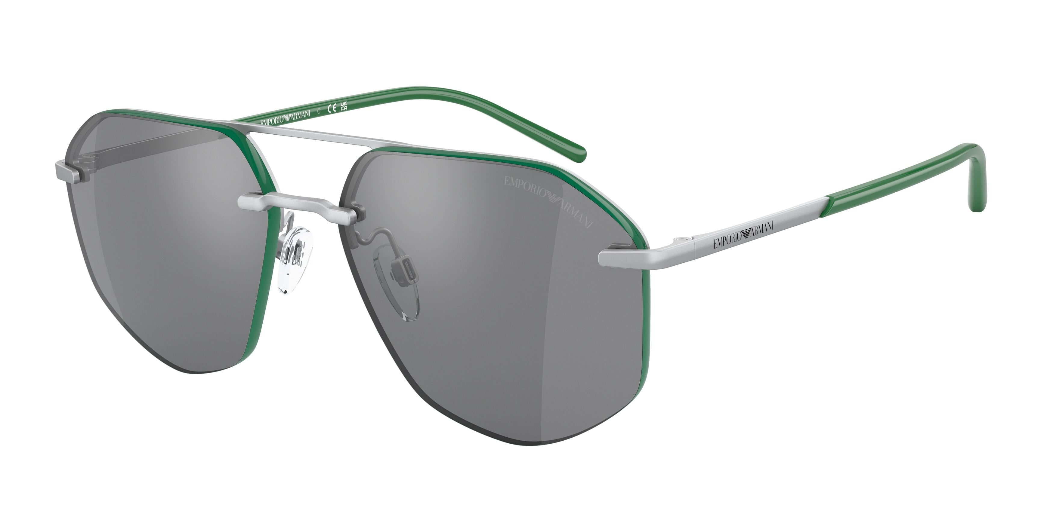 Emporio Armani EA2132 Pilot Sunglasses  30456G-Matte Silver 59-145-16 - Color Map Silver
