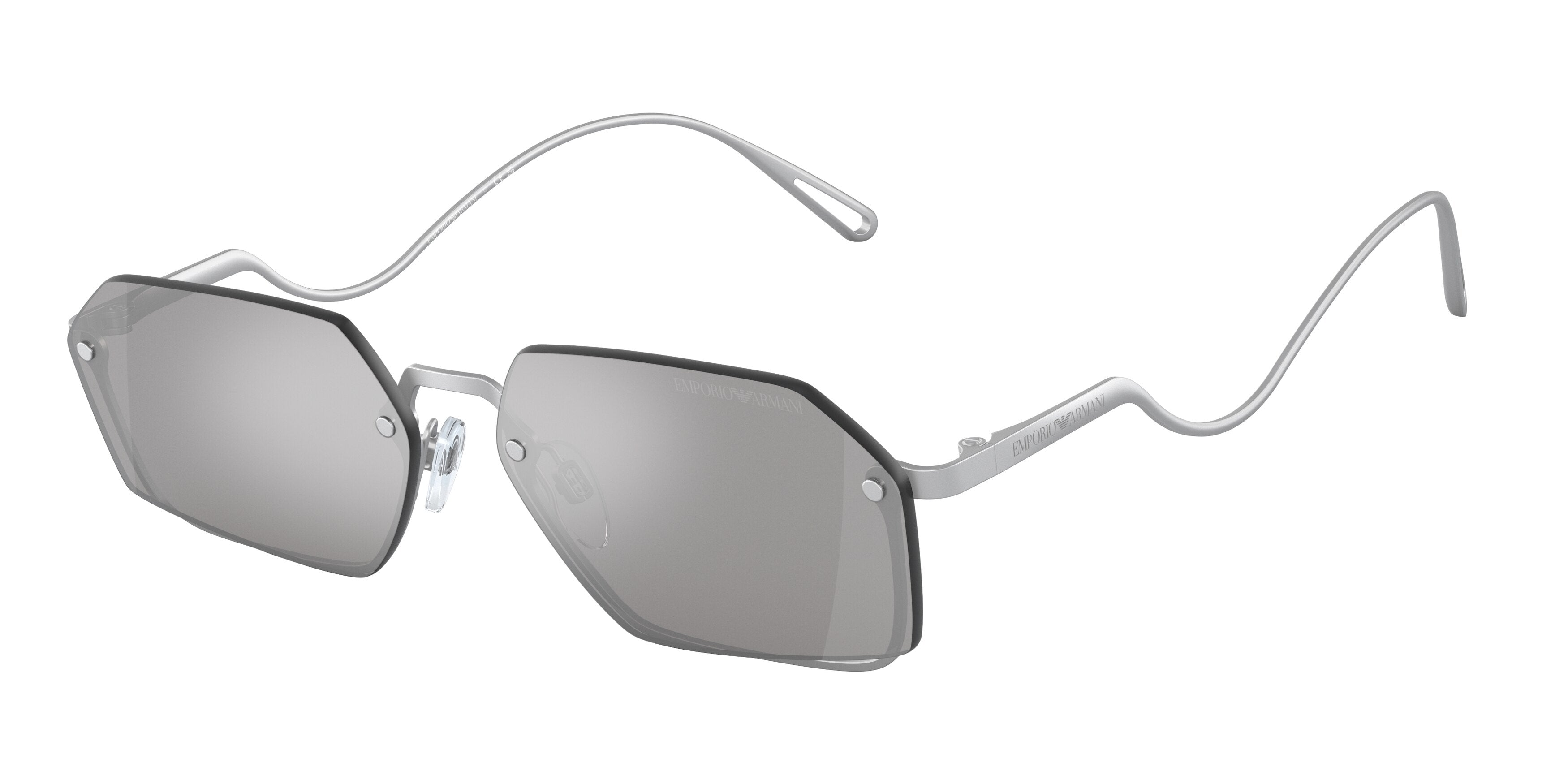 Emporio Armani EA2136 Rectangle Sunglasses  30456G-Matte Silver 58-150-14 - Color Map Silver