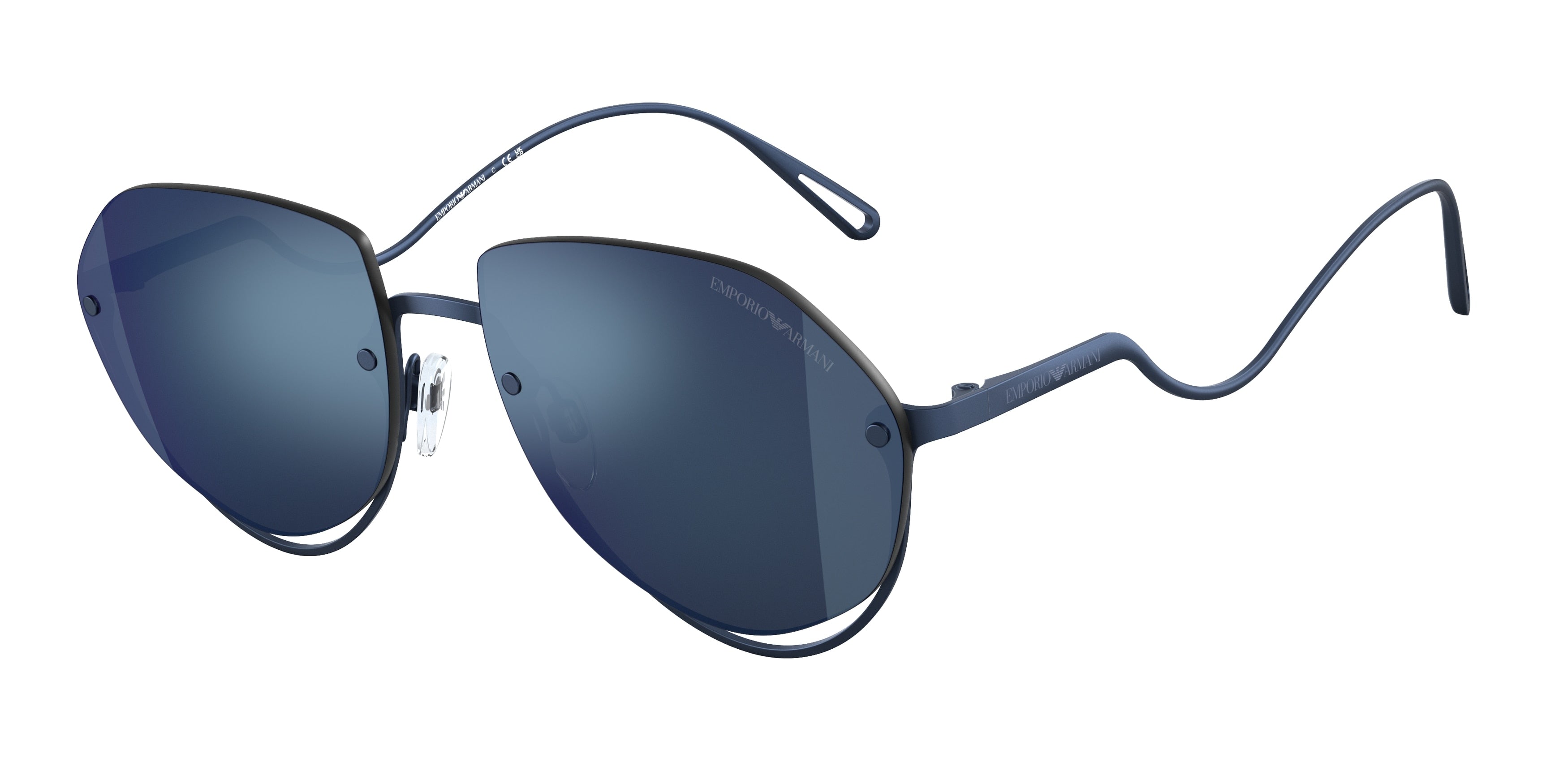Emporio Armani EA2137 Pilot Sunglasses  301855-Matte Blue 56-150-16 - Color Map Blue