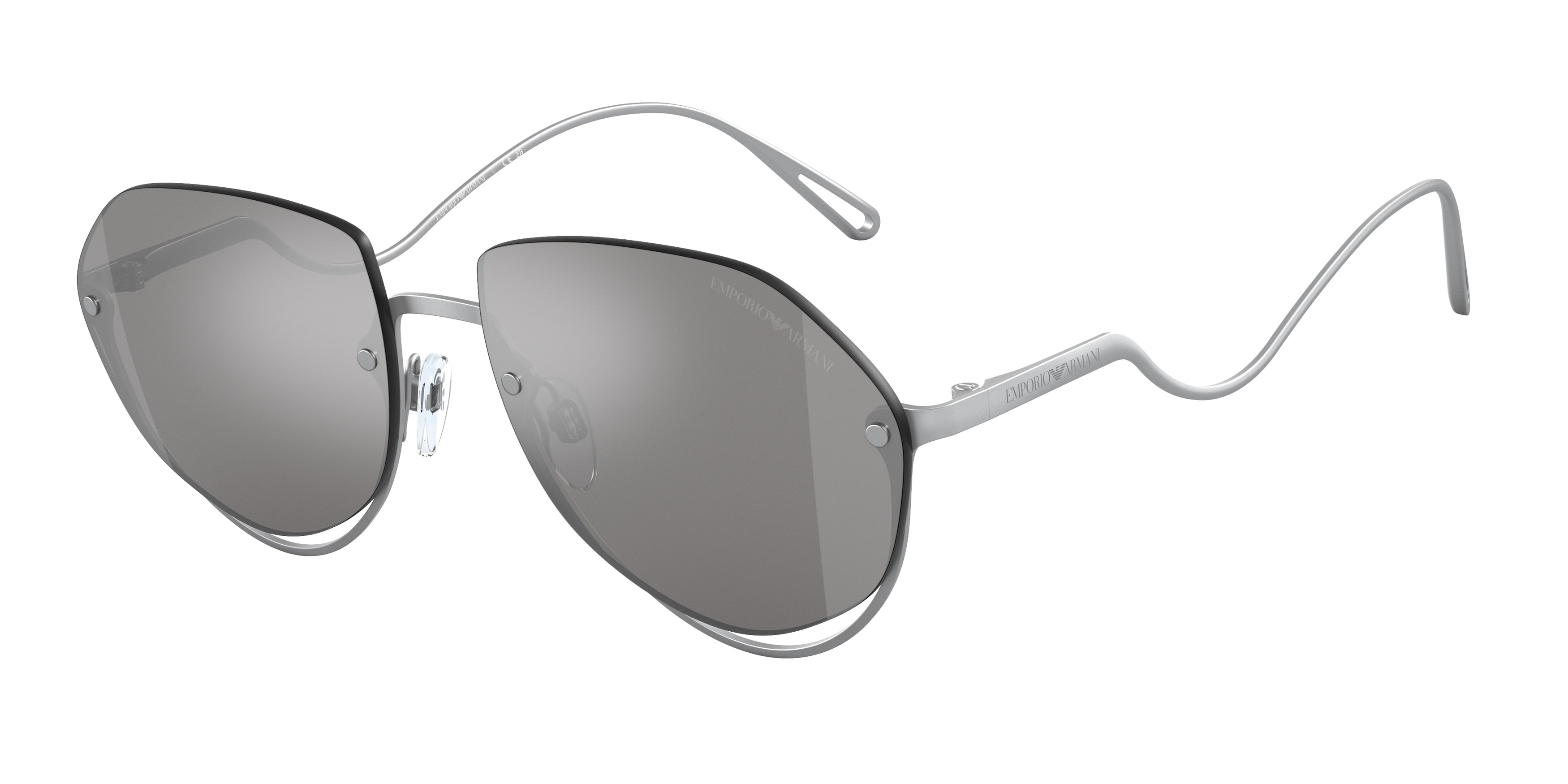 Emporio Armani EA2137 Pilot Sunglasses  30456G-Matte Silver 56-150-16 - Color Map Silver