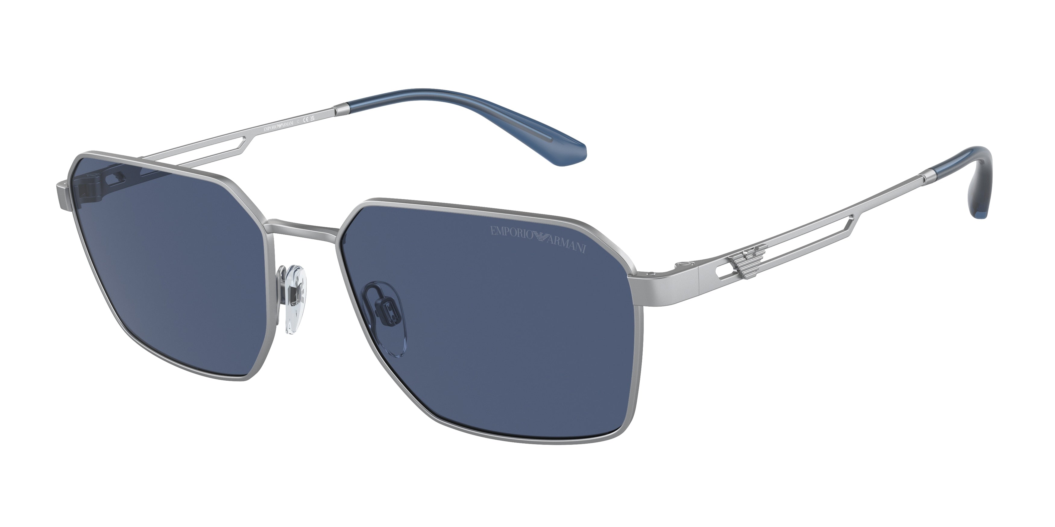 Emporio Armani EA2140 Rectangle Sunglasses  304580-Matte Silver 57-145-17 - Color Map Silver