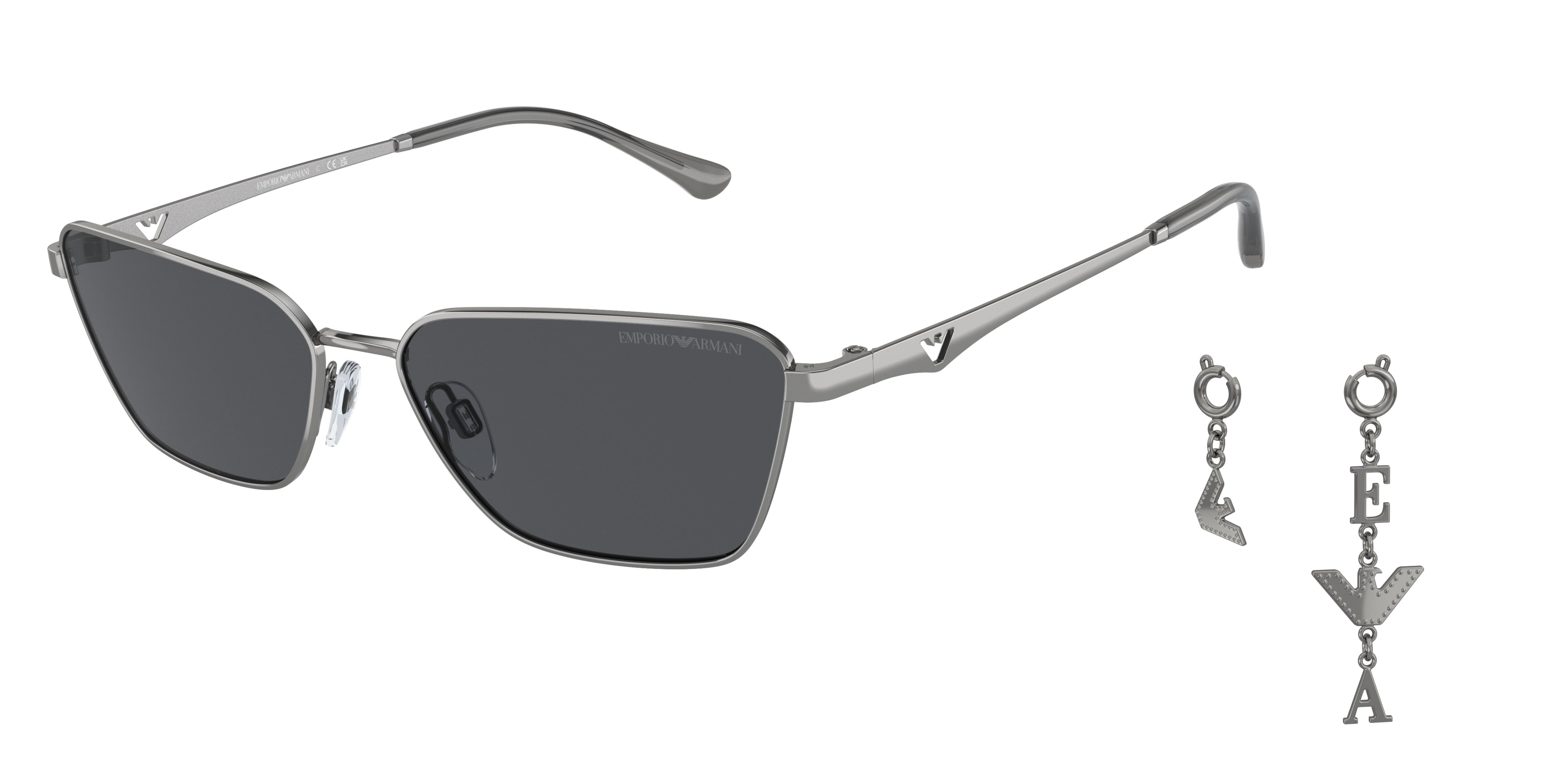 Emporio Armani EA2141 Pillow Sunglasses  301087-Shiny Gunmetal 56-140-15 - Color Map Grey